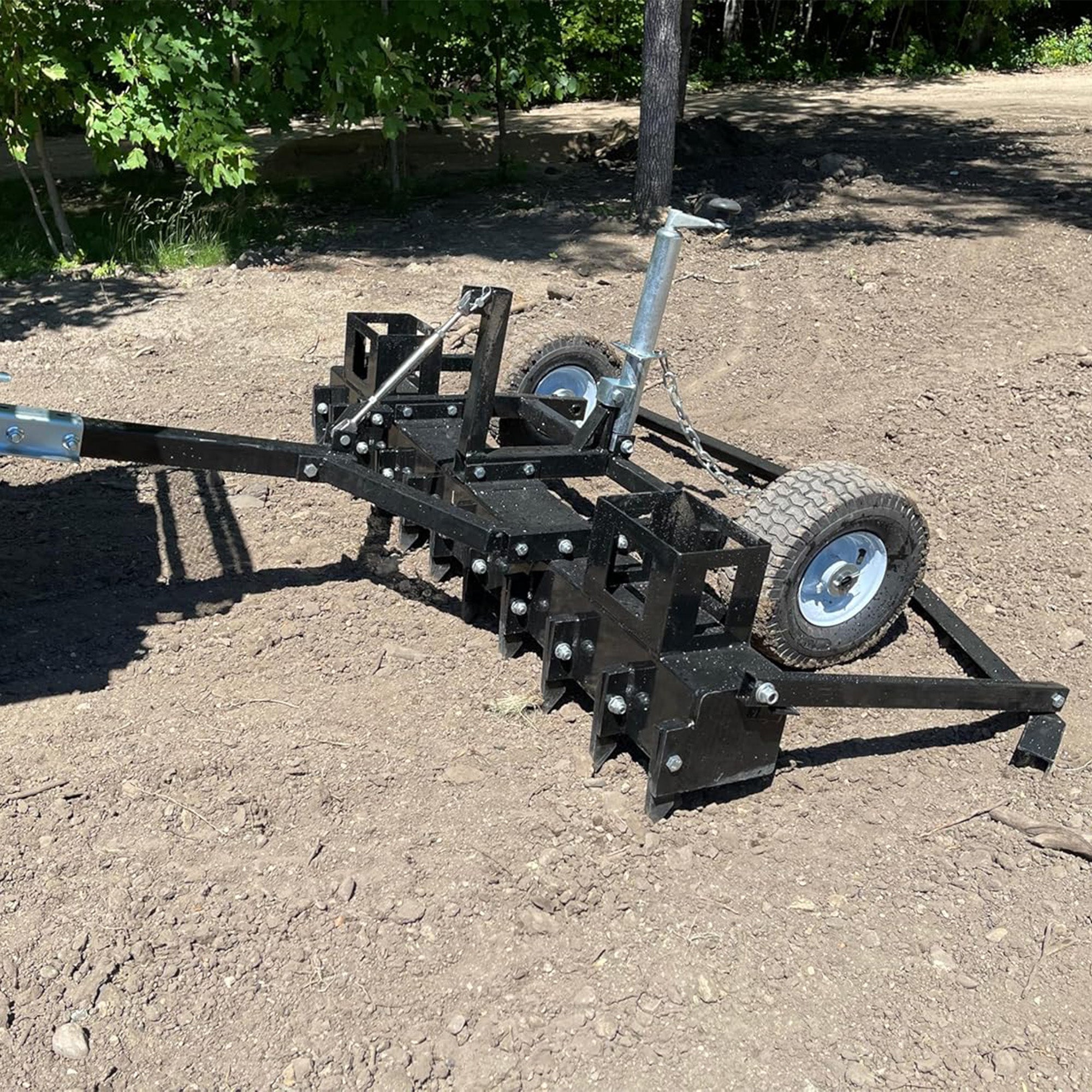 Field Tuff 60" Tow Behind Dirt Pulverizer with Adjustable Weight Trays, Black - VMInnovations