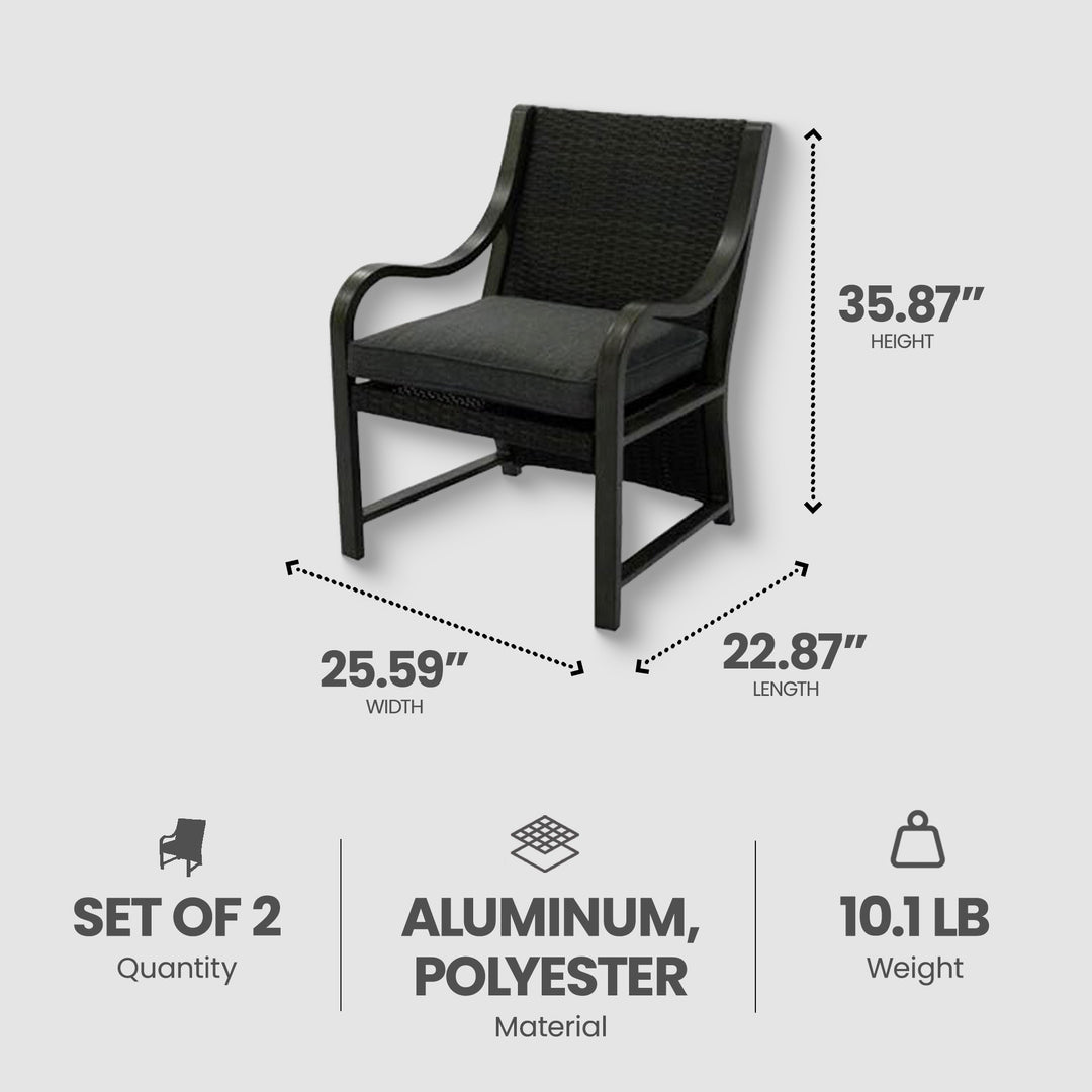 Four Seasons Courtyard Canmore Captain Outdoor Patio Cushioned Arm Chair, 2 Pack - VMInnovations