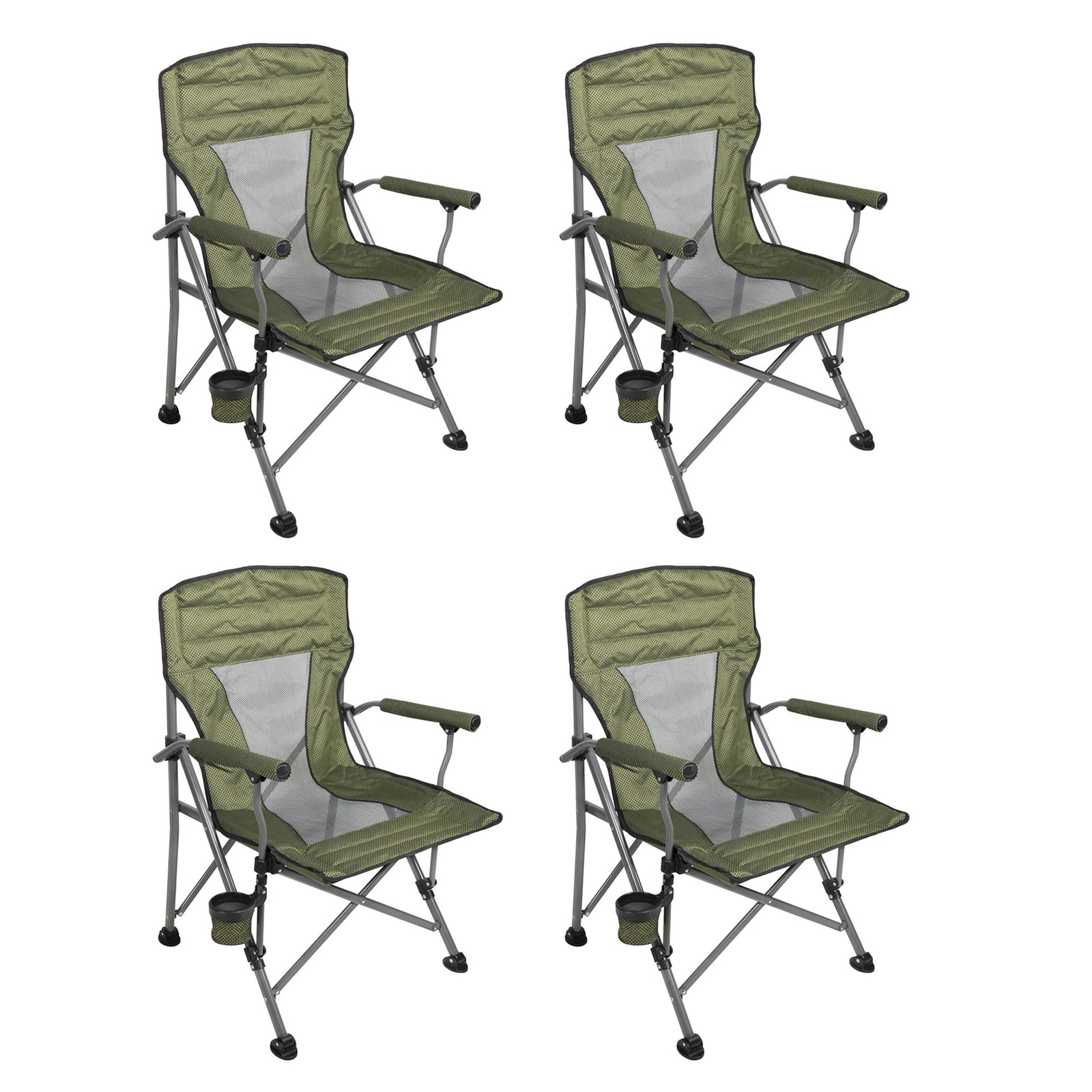 Four Seasons Courtyard Quad Sports Oversized Folding Arm Chairs, 4 Pack, Green - VMInnovations