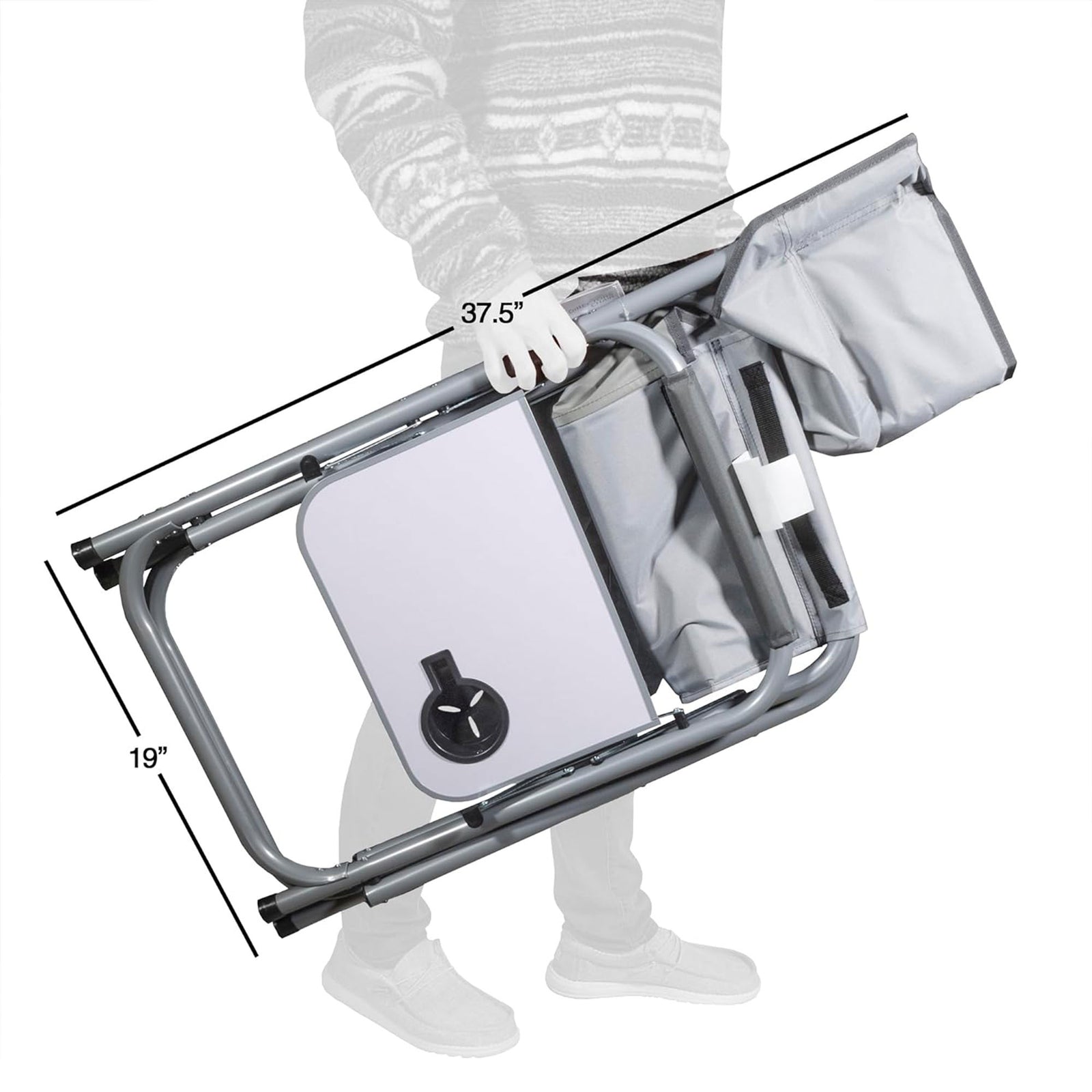 Four Seasons Courtyard Polyester Director Chairs with Side Table, 6 Pack, Gray - VMInnovations