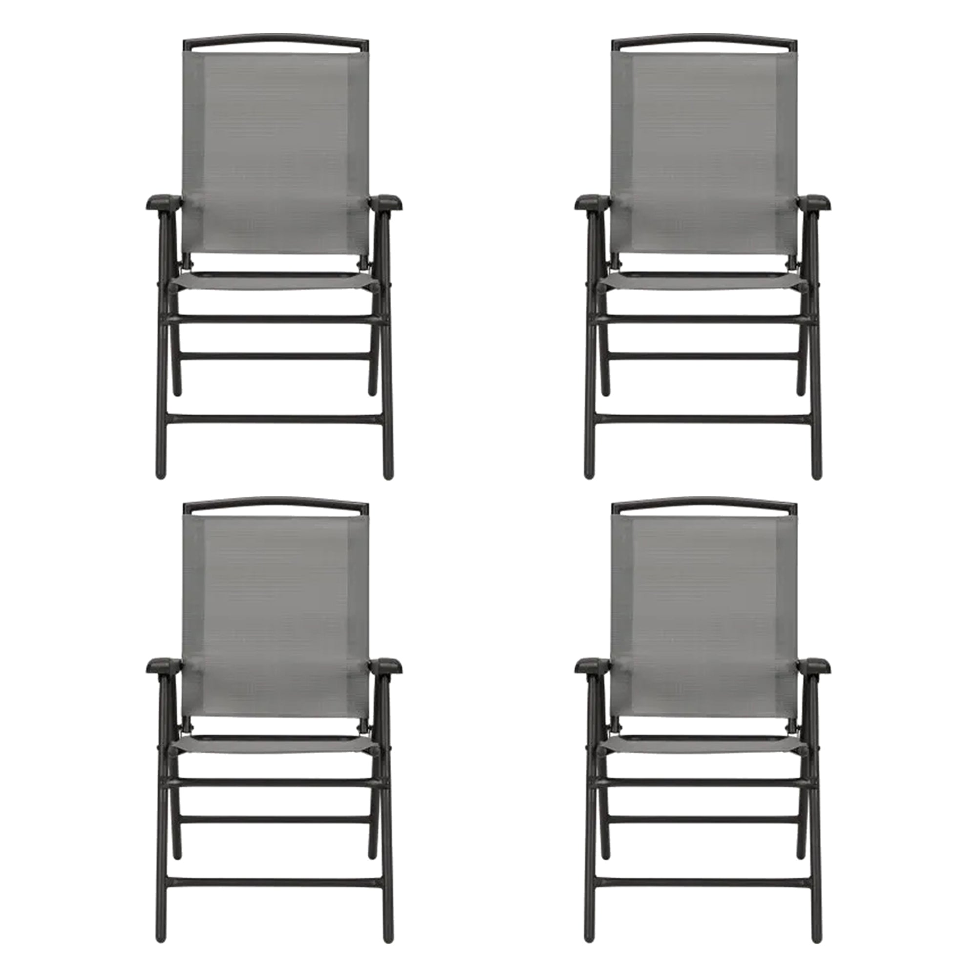 Four Seasons Courtyard Sunny Isles Outdoor Folding Arm Chair Set, 4 Pack, Gray - VMInnovations