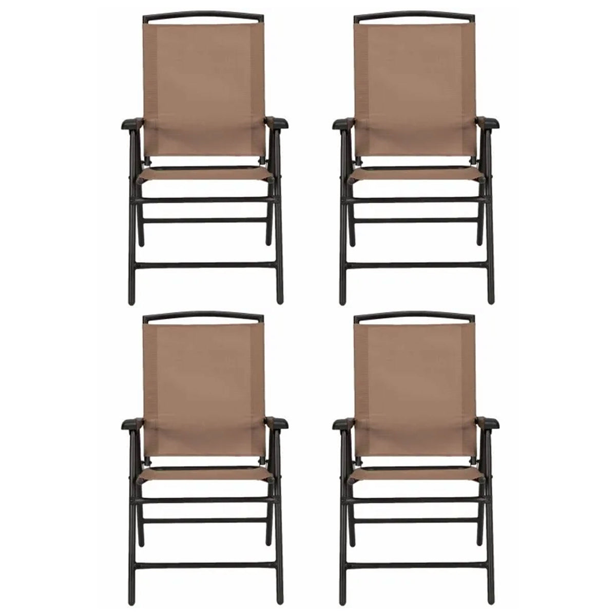 Four Seasons Courtyard Sunny Isles Outdoor Folding Lounge Chairs, 4 Pack, Brown - VMInnovations