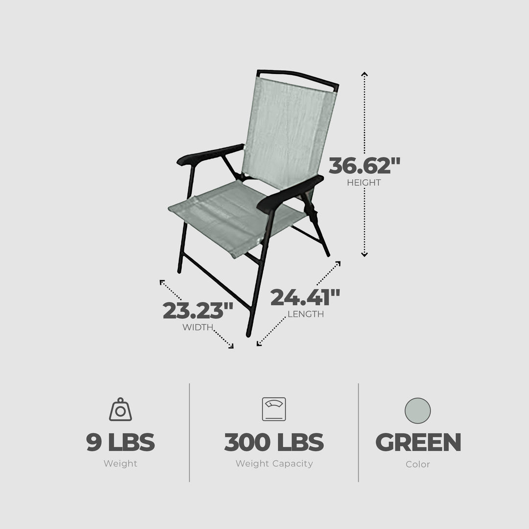 Four Seasons Courtyard Sunny Isles Outdoor Folding Lounge Chairs, 4 Pack, Green - VMInnovations