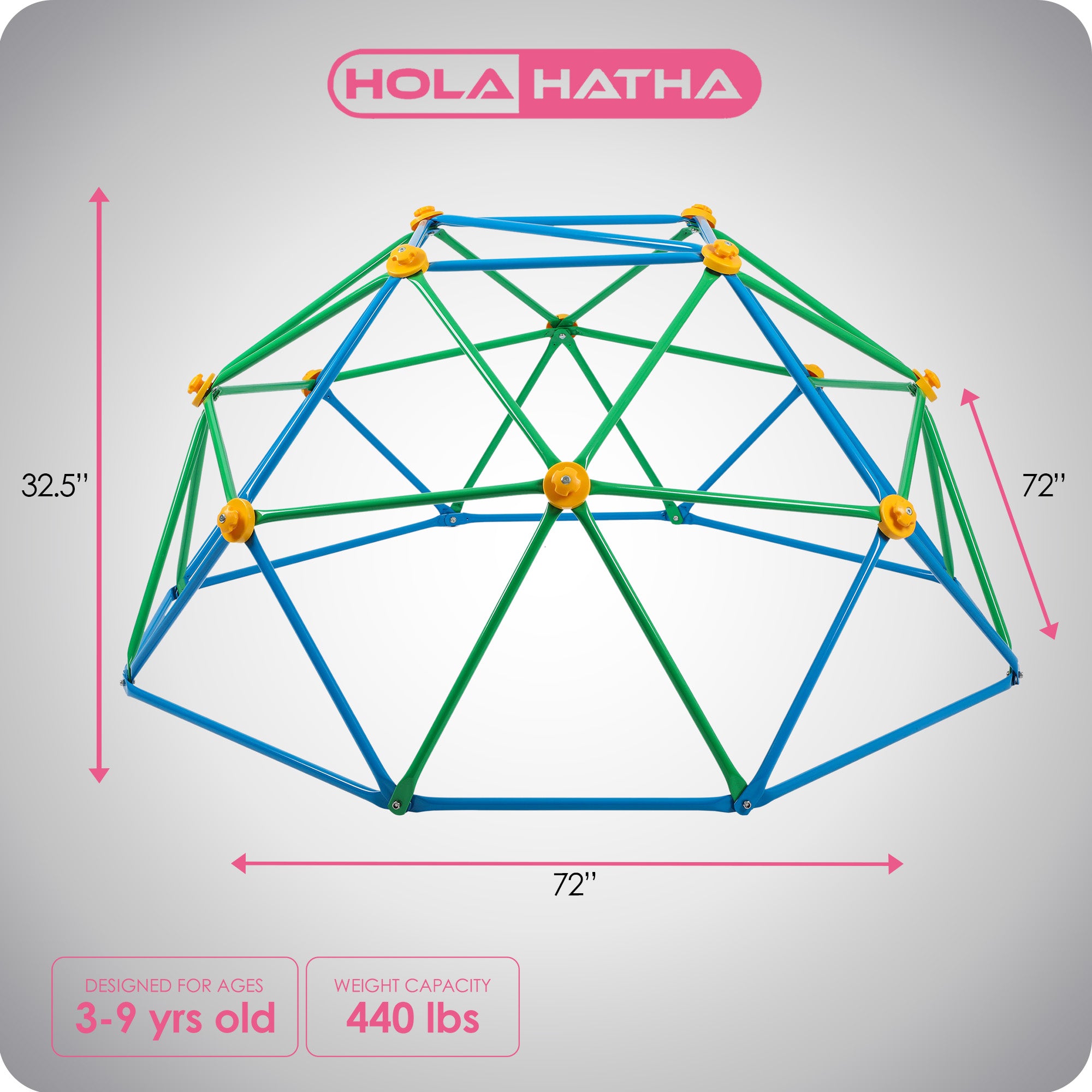 HolaHatha Dome Playground Climber for Kids, 440 Pound Capacity (For Parts) - VMInnovations