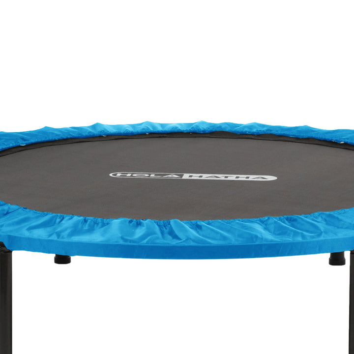 HolaHatha 40" Mini Trampoline Fitness Rebounder with Adjustable Handle, Blue - VMInnovations