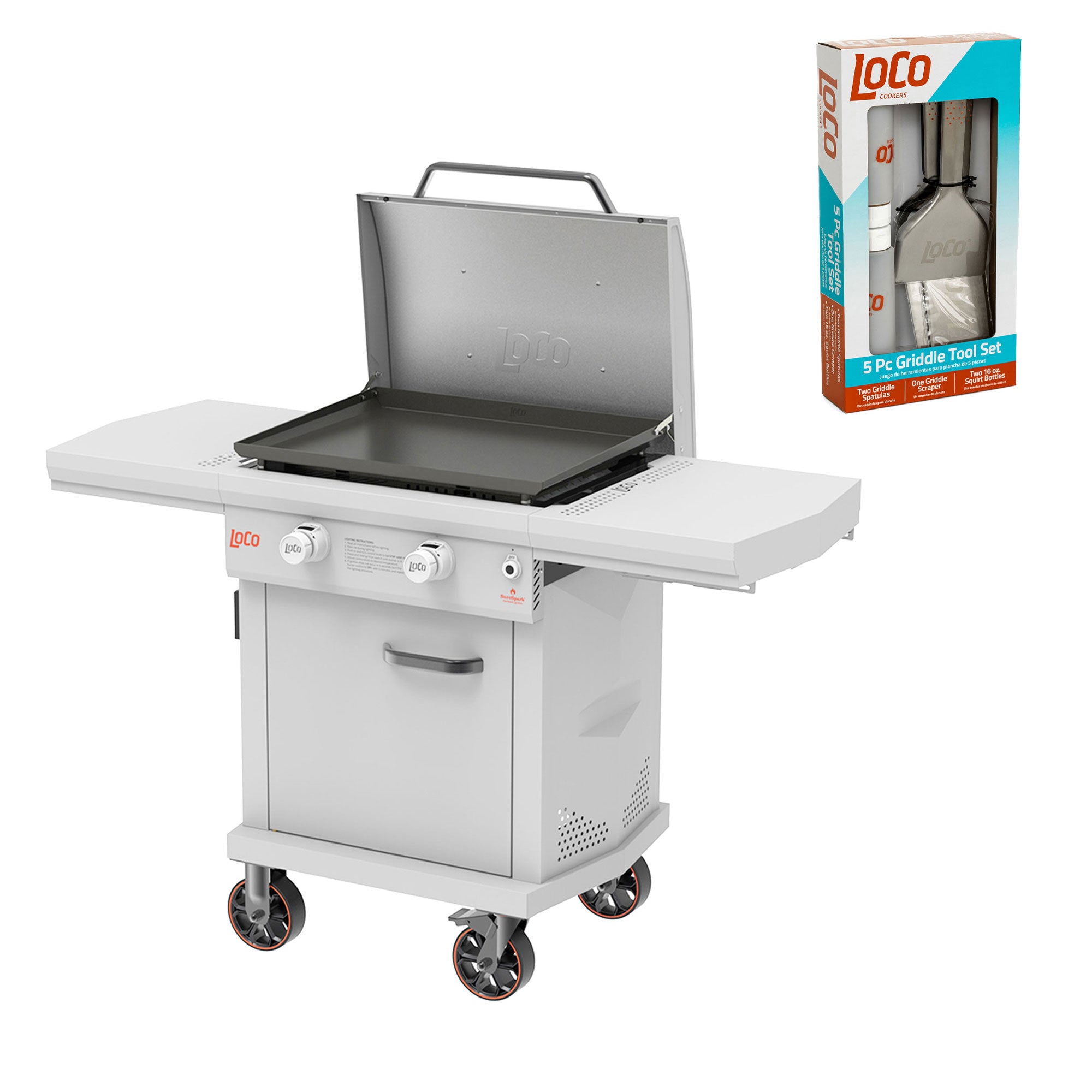 Loco Cookers 26" 2-Burner Digital Gas Grill and 5 Piece Griddle Accessory Kit - VMInnovations