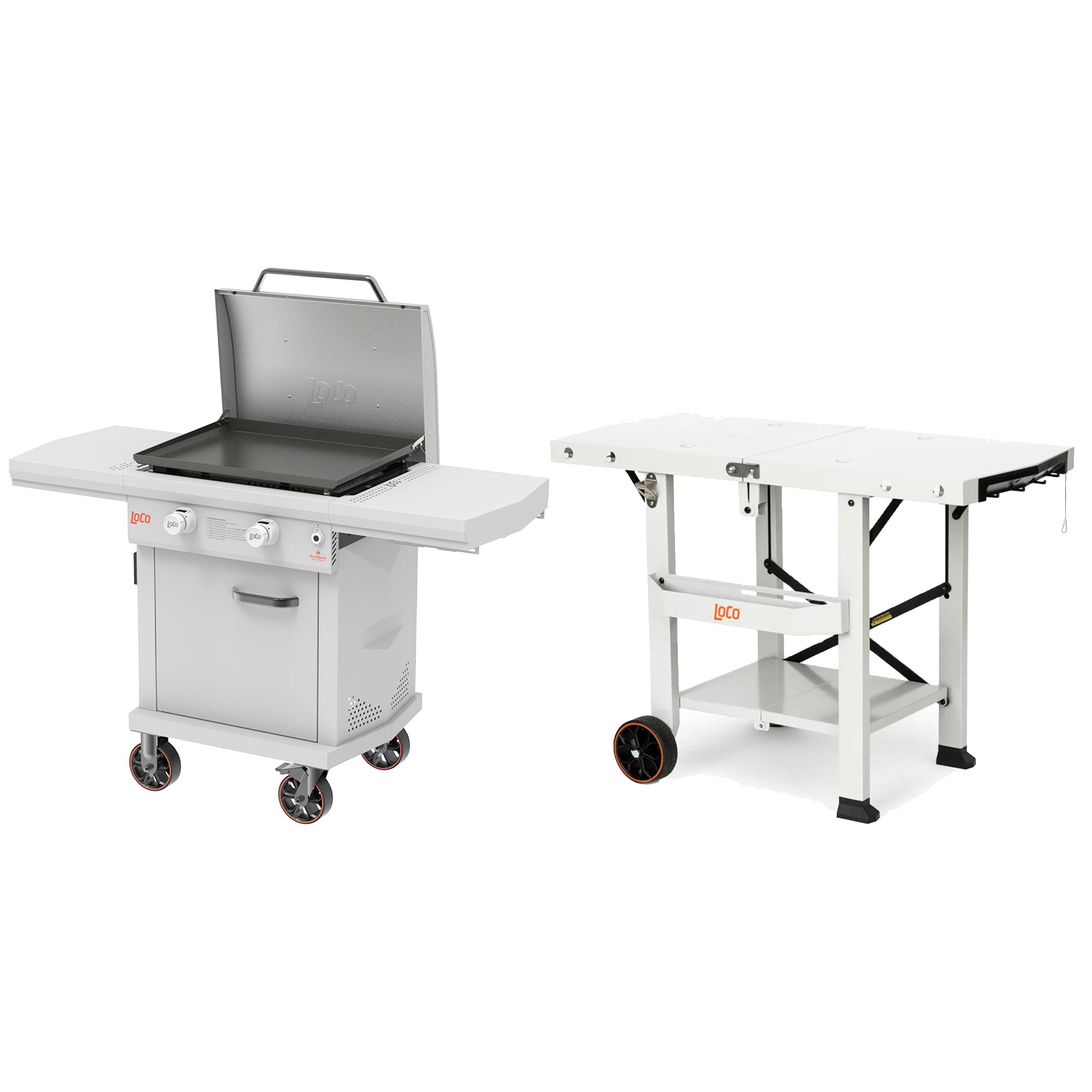 Loco Cookers 26 Inch 2-Burner Digital Gas Grill and Tabletop Foldable Prep Cart - VMInnovations