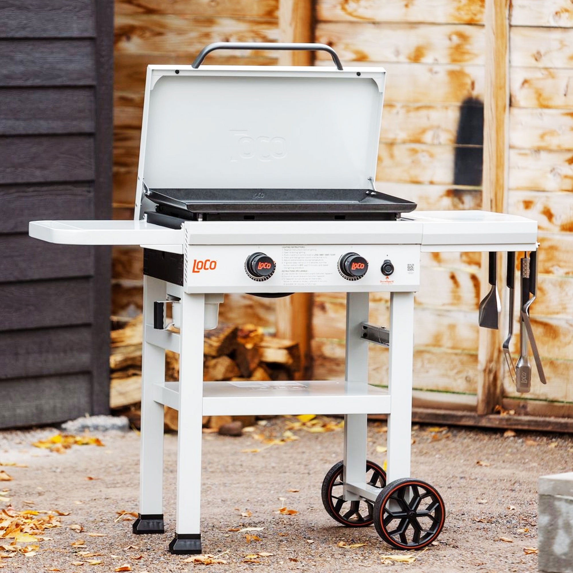 Loco Cookers 26" 2-Burner Classic Gas Grill and 5 Piece Griddle Accessory Kit