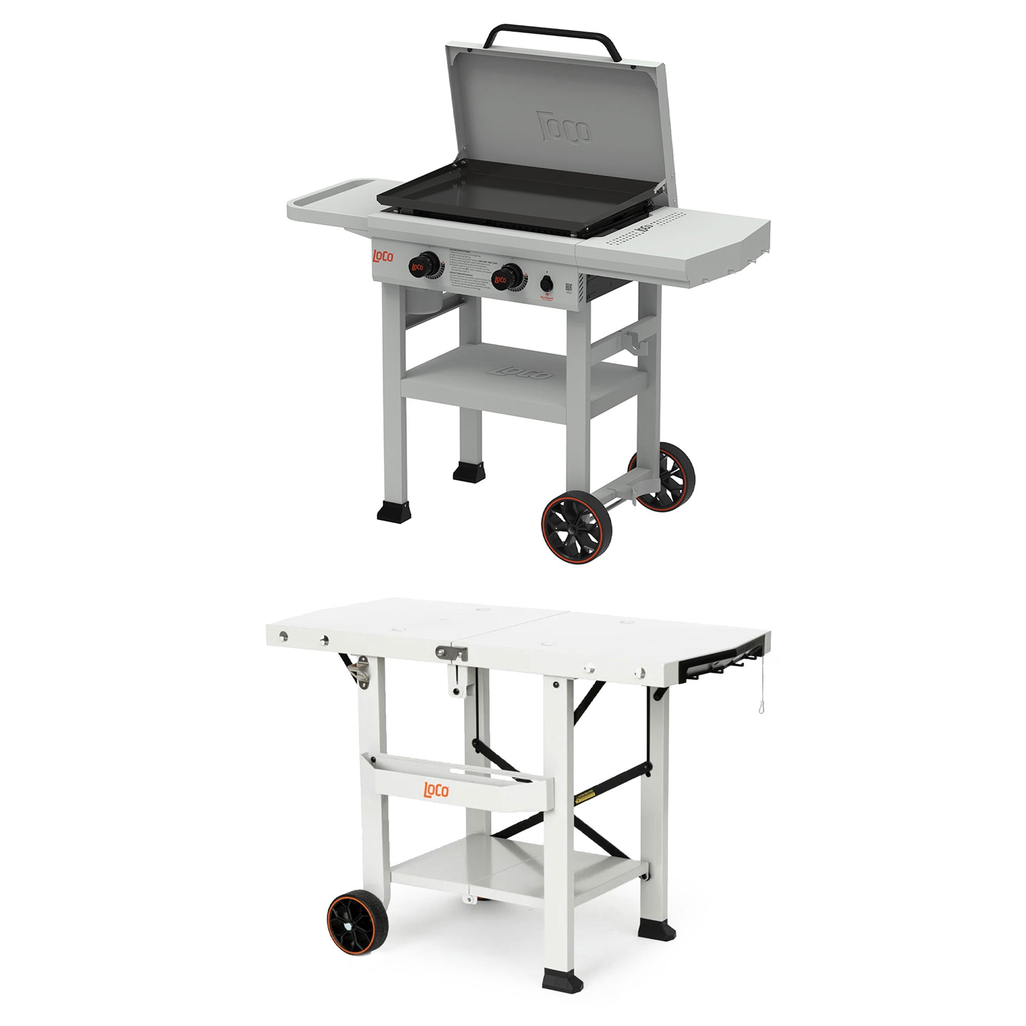Loco Cookers 26 Inch 2-Burner Classic Gas Grill and Tabletop Foldable Prep Cart - VMInnovations