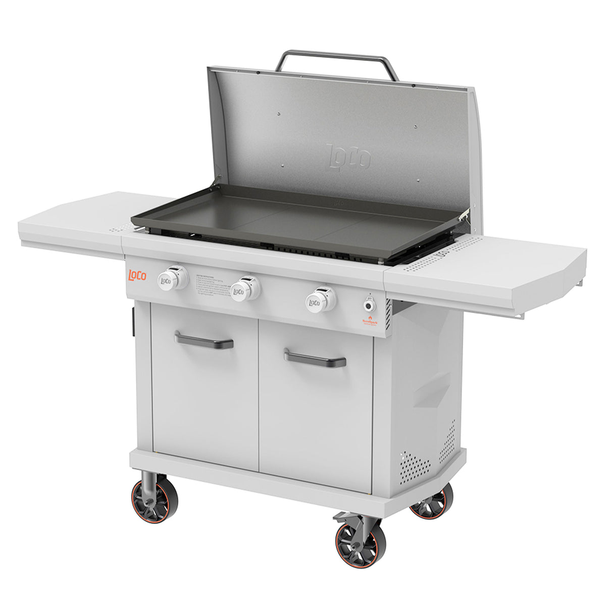 Loco Cookers 36" 3-Burner Digital Gas Grill and 5 Piece Griddle Accessory Kit