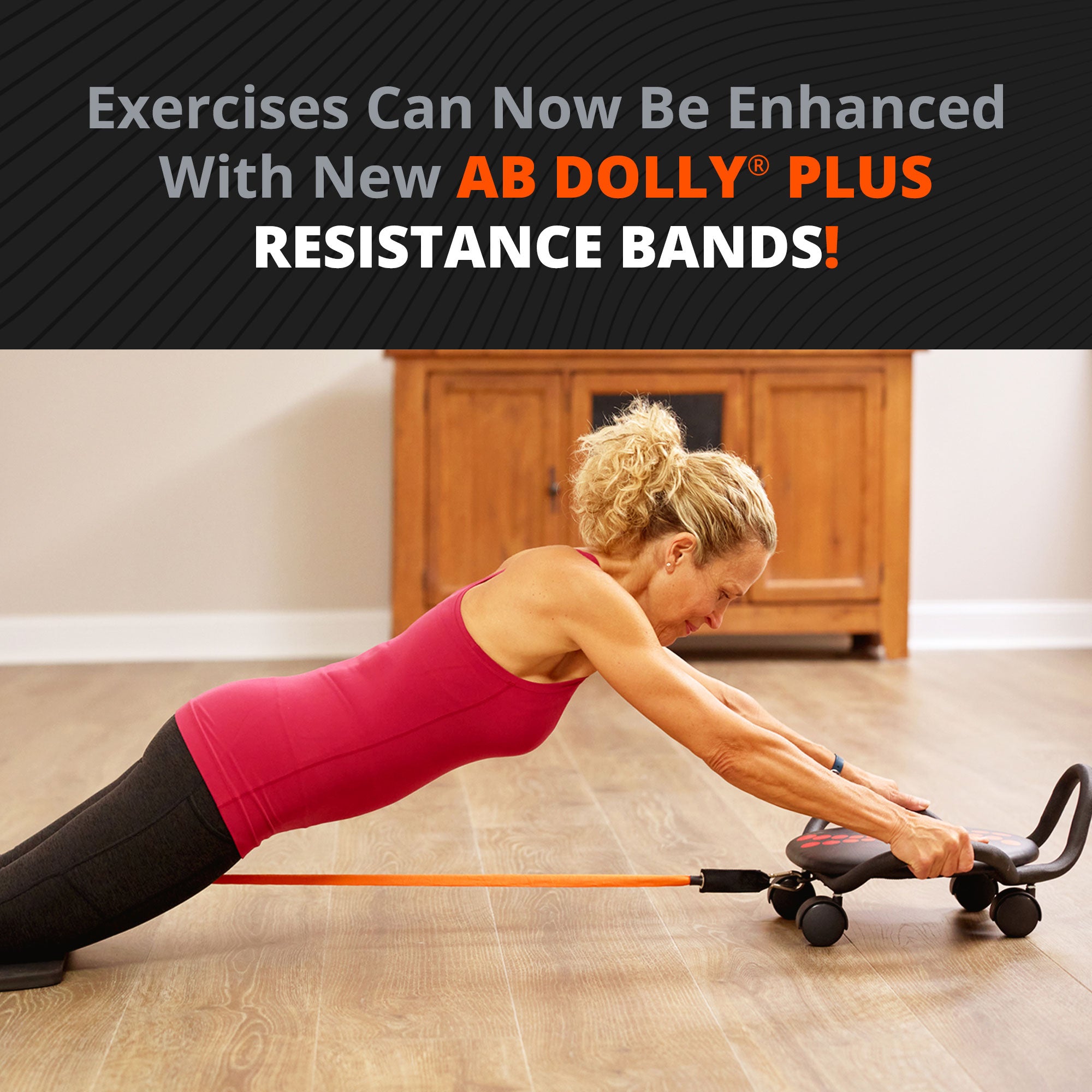 AB Dolly Core Fitness Ab Exercise Workout Equipment & Resistance Bands(Open Box) - VMInnovations
