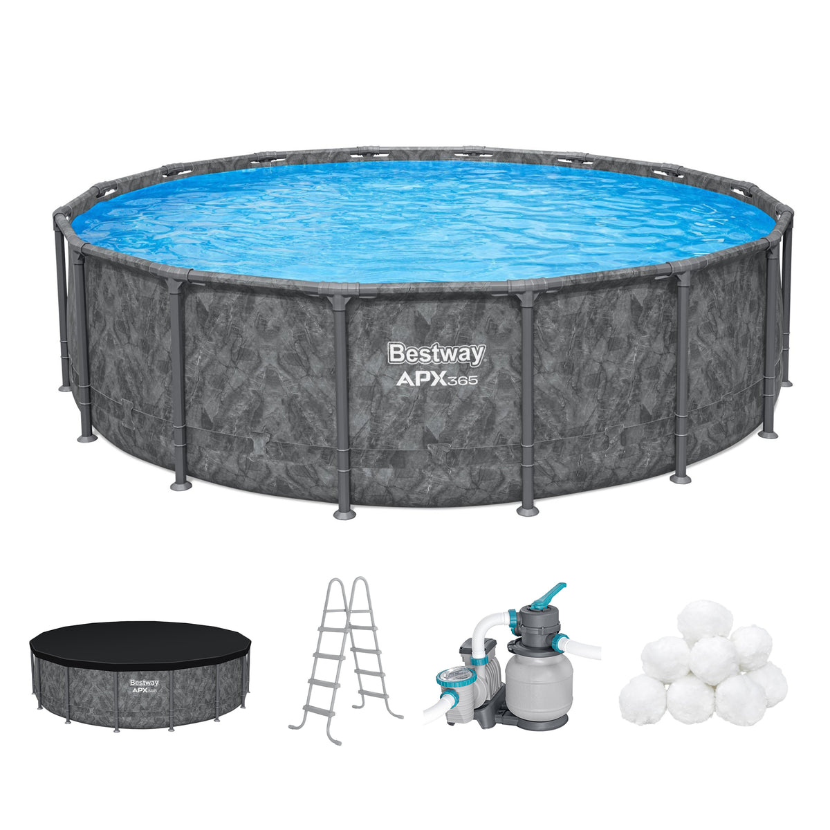 Bestway APX 365 16' x 48" Round Swimming Pool Set w/Pump & Ladder (Open Box) - VMInnovations