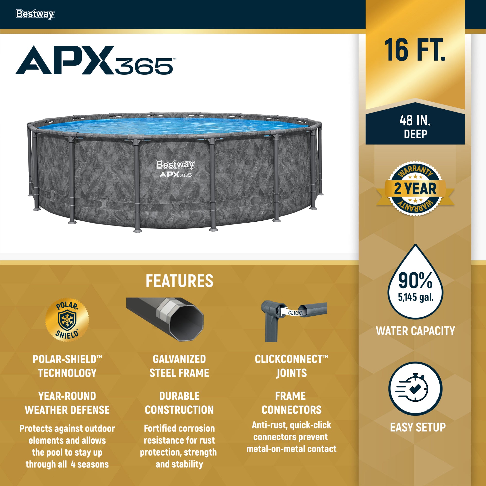 Bestway APX 365 16' x 48" Above Ground Swimming Pool w/ Pump & Ladder(For Parts)