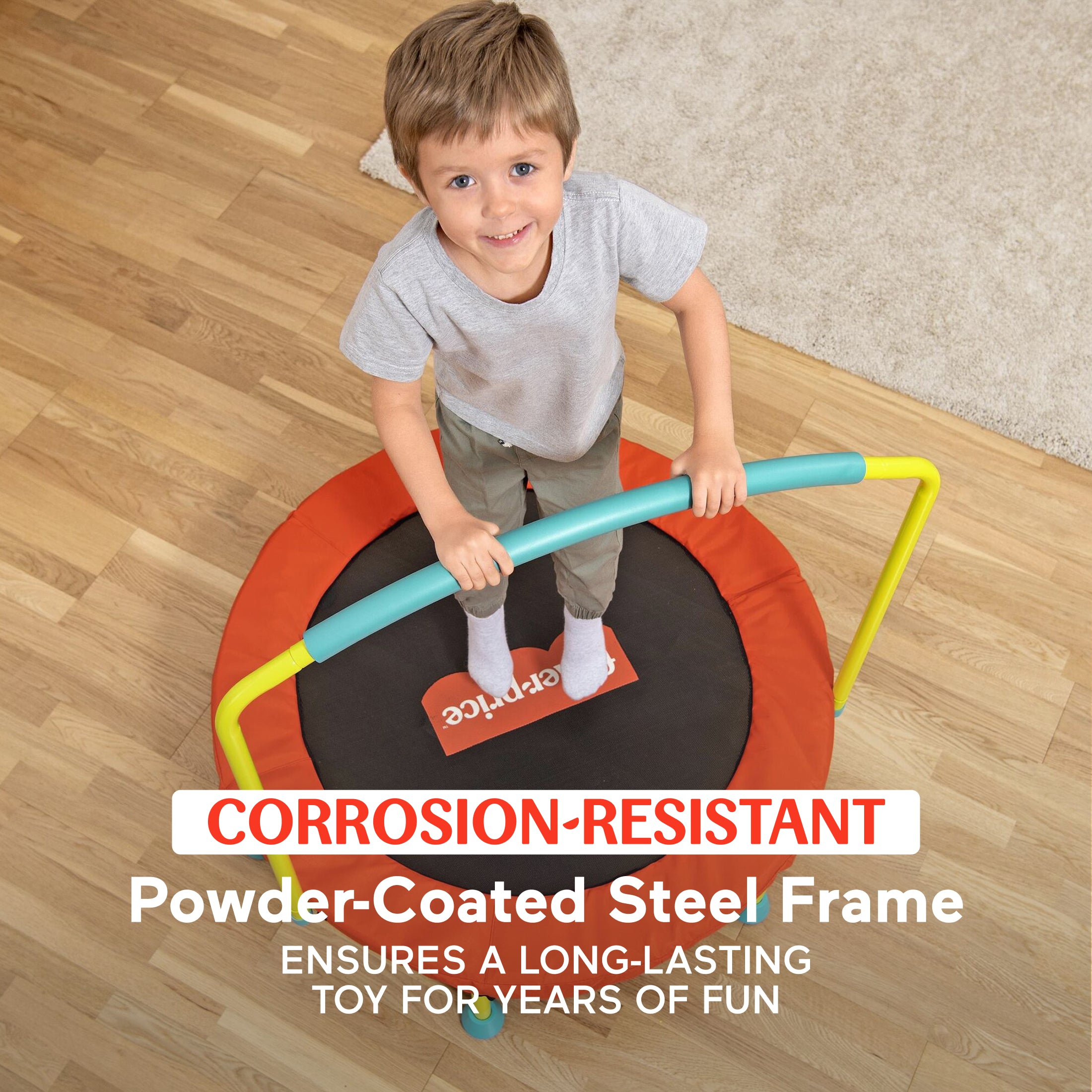 Fisher-Price WonderJump 36" Round Indoor Mini Trampoline for Kids Toddler Toy