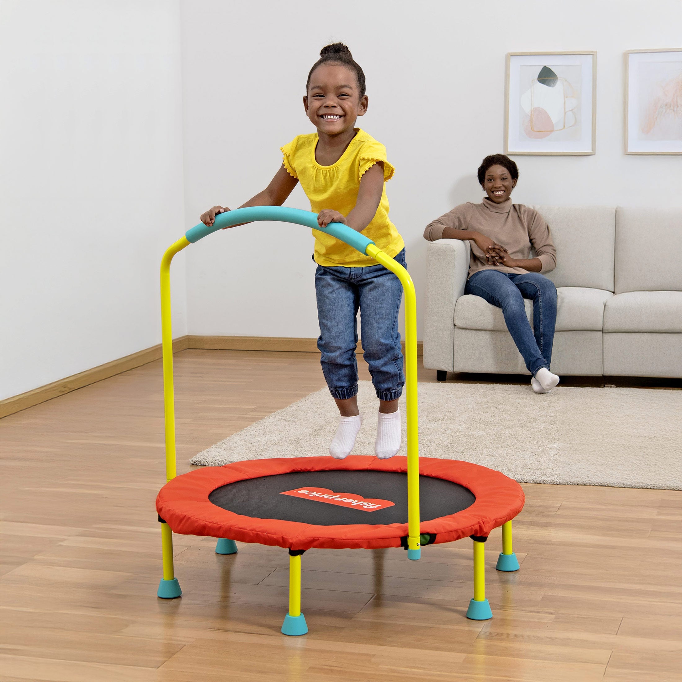 Fisher-Price WonderJump 36" Round Mini Trampoline Kids Toy, Multicolor (Used) - VMInnovations
