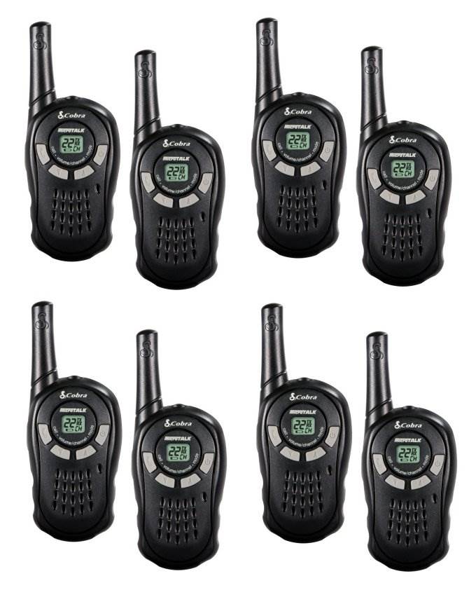 4 PAIR COBRA CX110 16 Mile Range 22 Channel FRS/GMRS Walkie Talkie 2-Way Radios