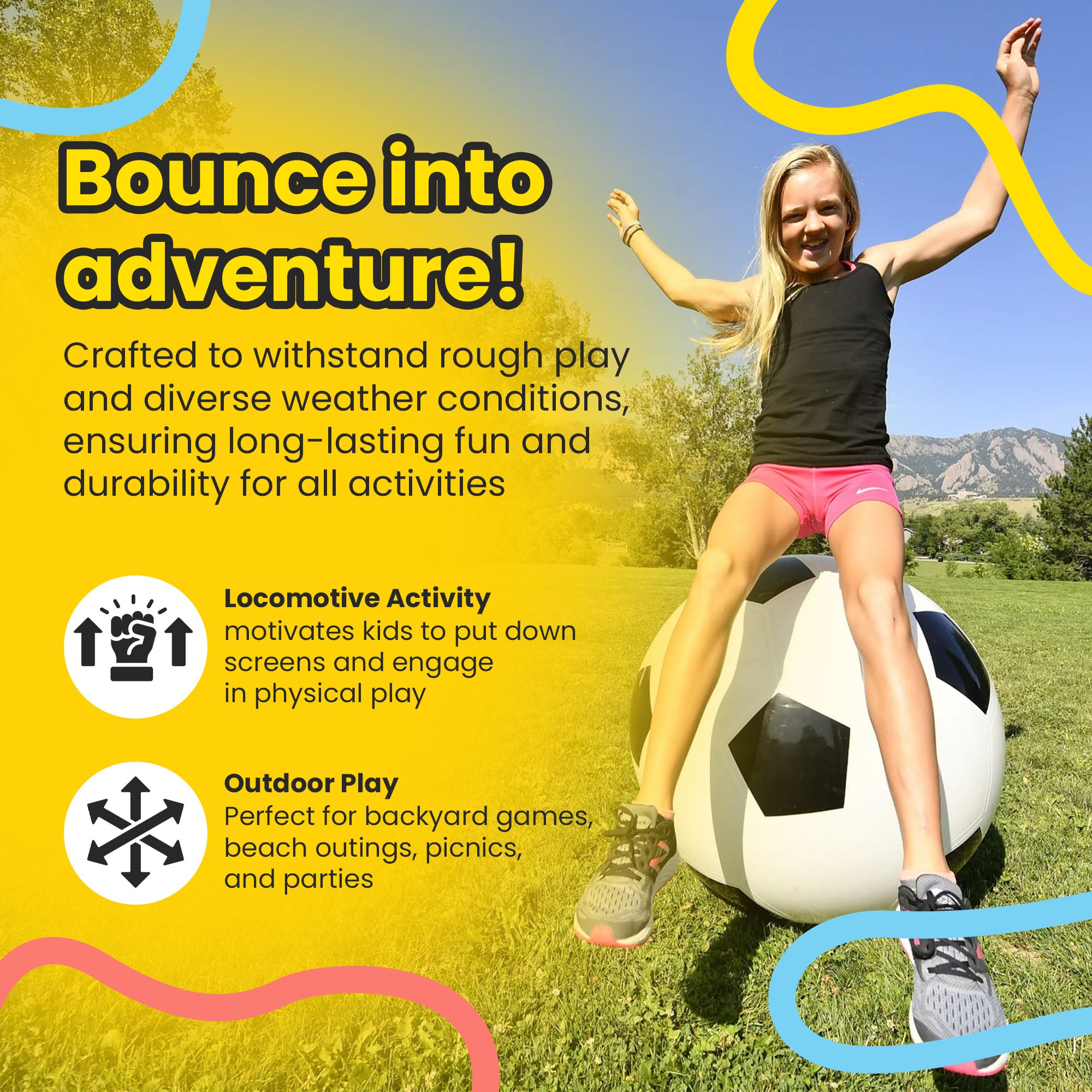 4FUN Giant Inflatable Soccer Ball w/Pump, 30 Inch, Black & White (Open Box) - VMInnovations