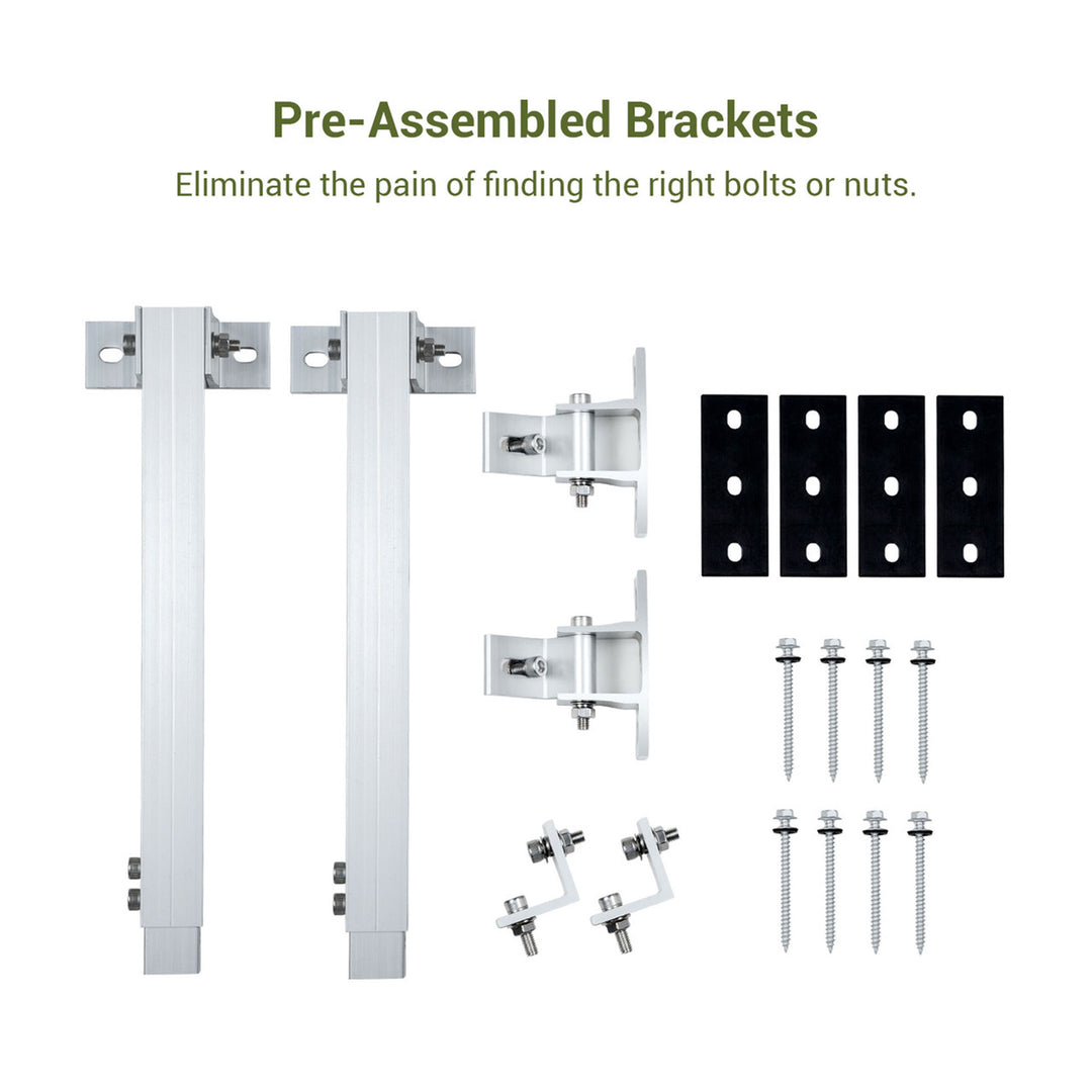 HQST Adjustable Solar Panel Tilt Mounting Brackets, 30” for 200W Panels, White - VMInnovations