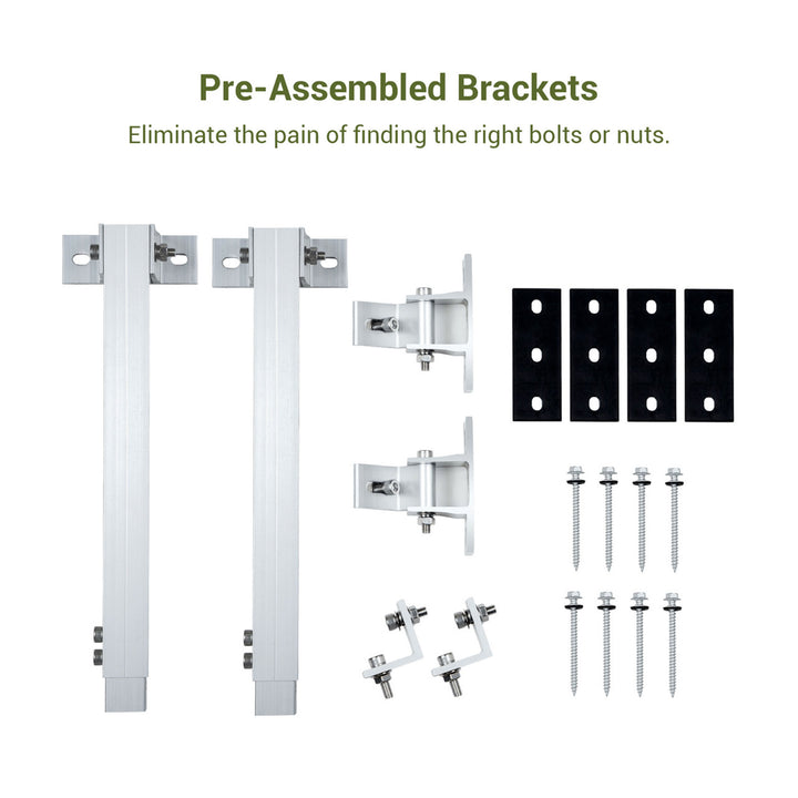 HQST Adjustable Solar Panel Tilt Mounting Brackets, 30” for 200W Panels, White - VMInnovations
