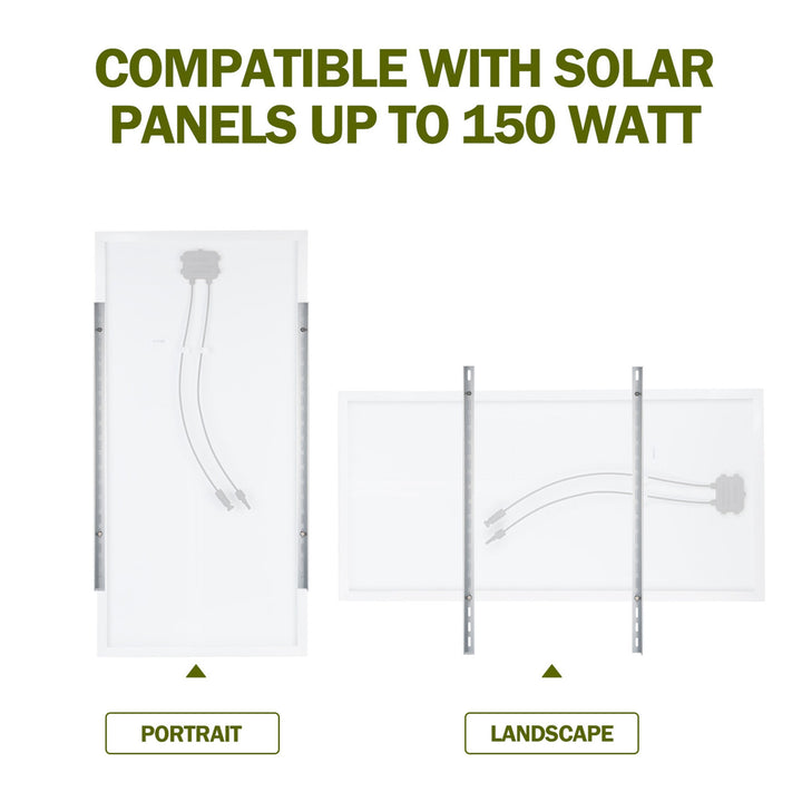 HQST Adjustable Solar Panel Tilt Mounting Brackets, 28” for 150W Panels, White - VMInnovations