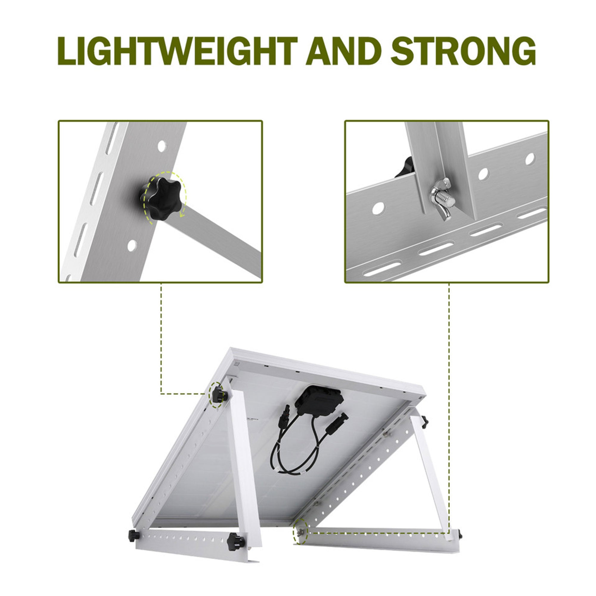 HQST Adjustable Solar Panel Tilt Mounting Brackets, 28” for 150W Panels, White - VMInnovations