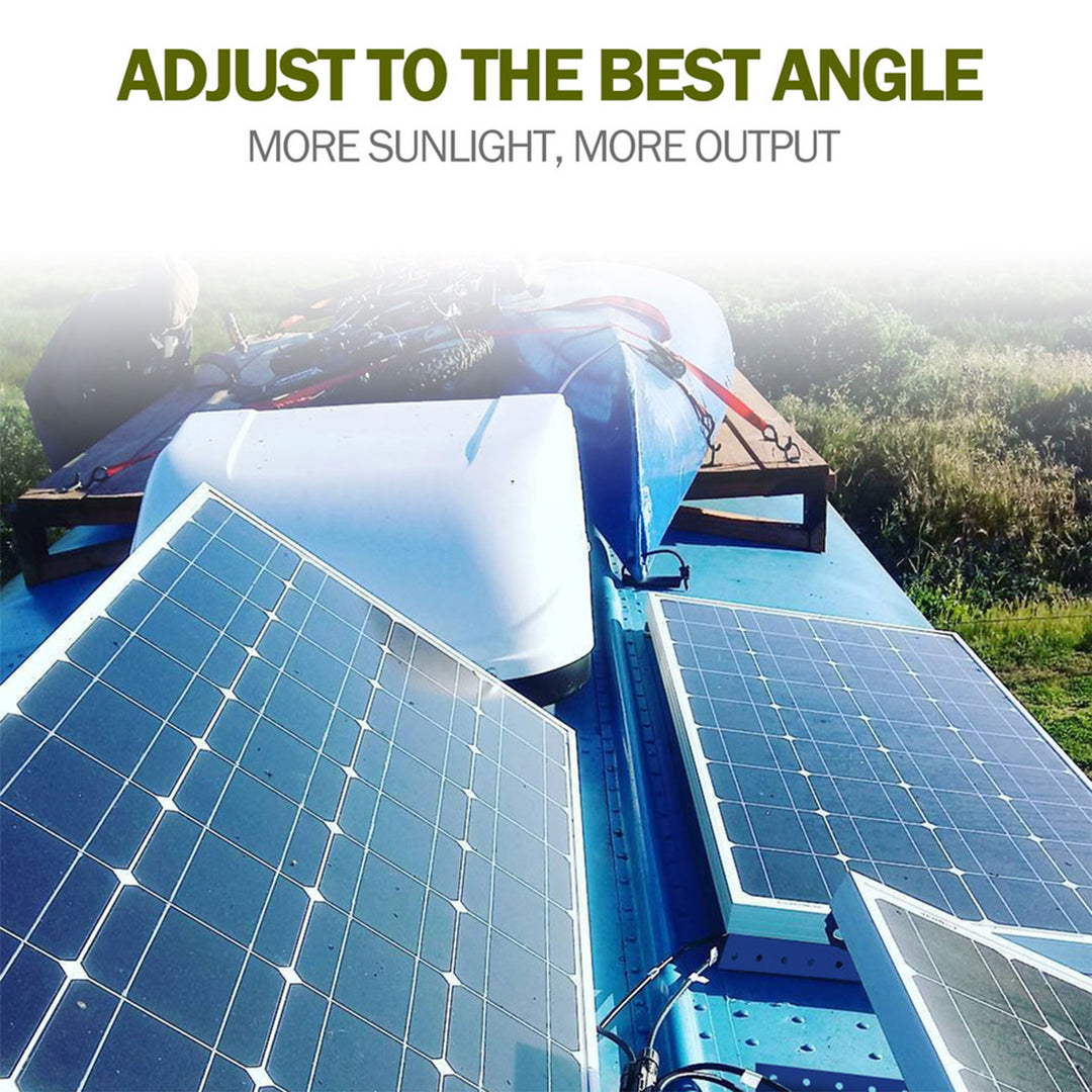 HQST Adjustable Solar Panel Tilt Mounting Brackets, 28” for 150W Panels, White - VMInnovations