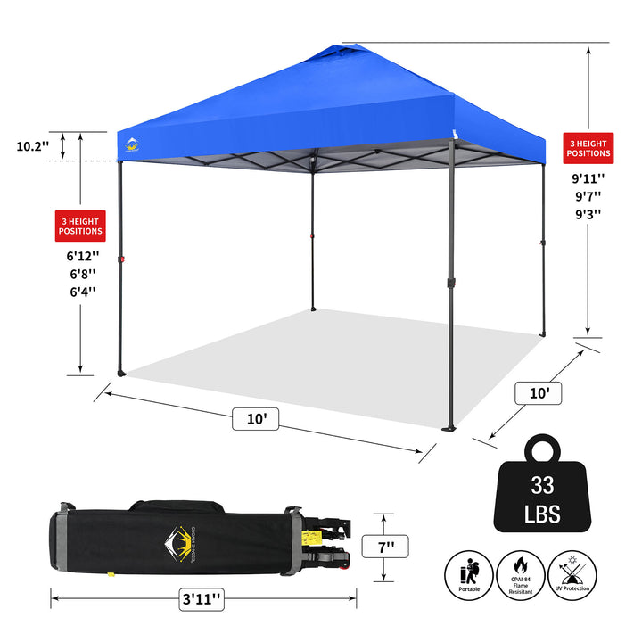 Crown Shades 10 x 10 Foot Instant Canopy Tent, Portable Shelter, Blue(Used) - VMInnovations
