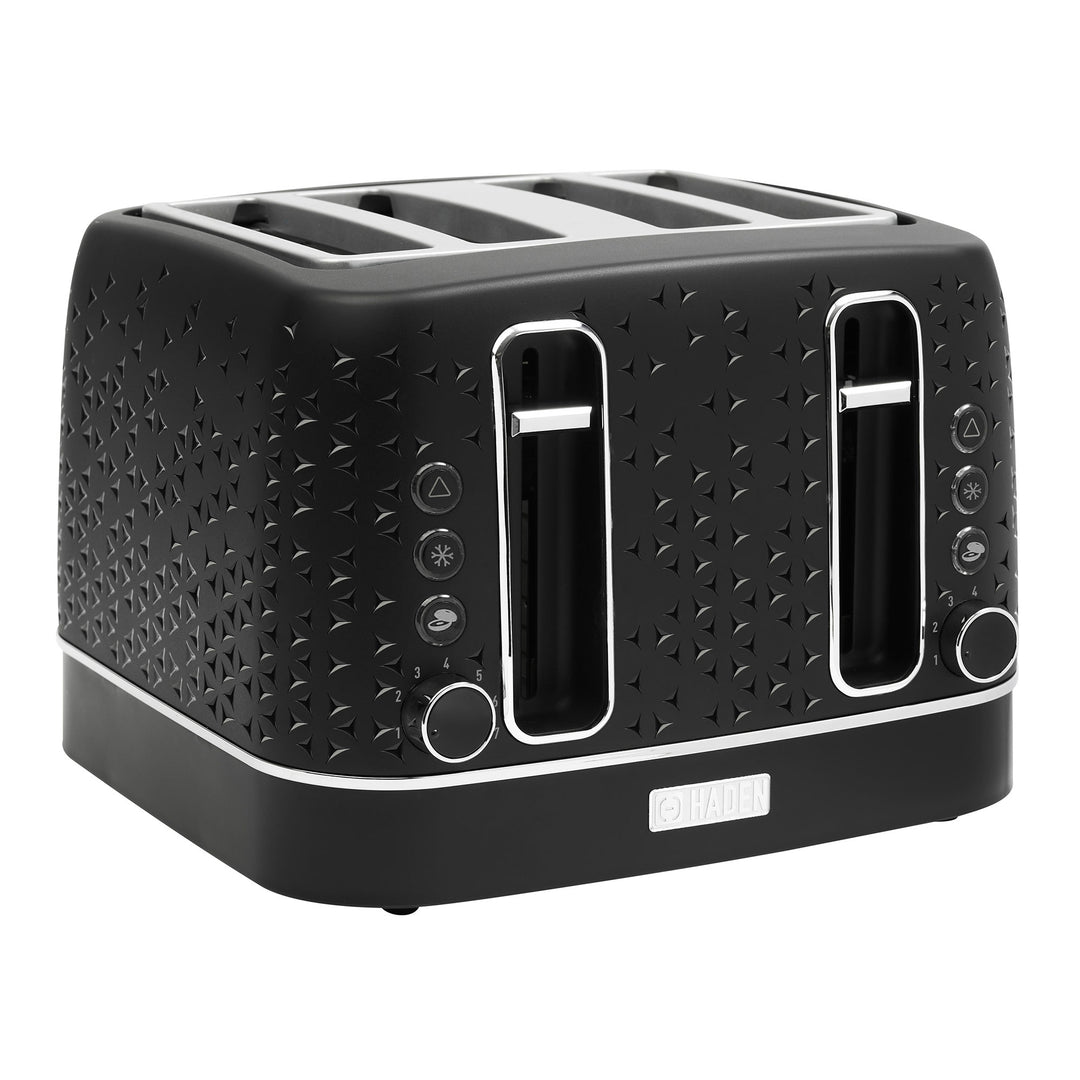 Haden 4 Slice Wide Slot Stainless Steel Toaster, Black & Chrome (Open Box) - VMInnovations
