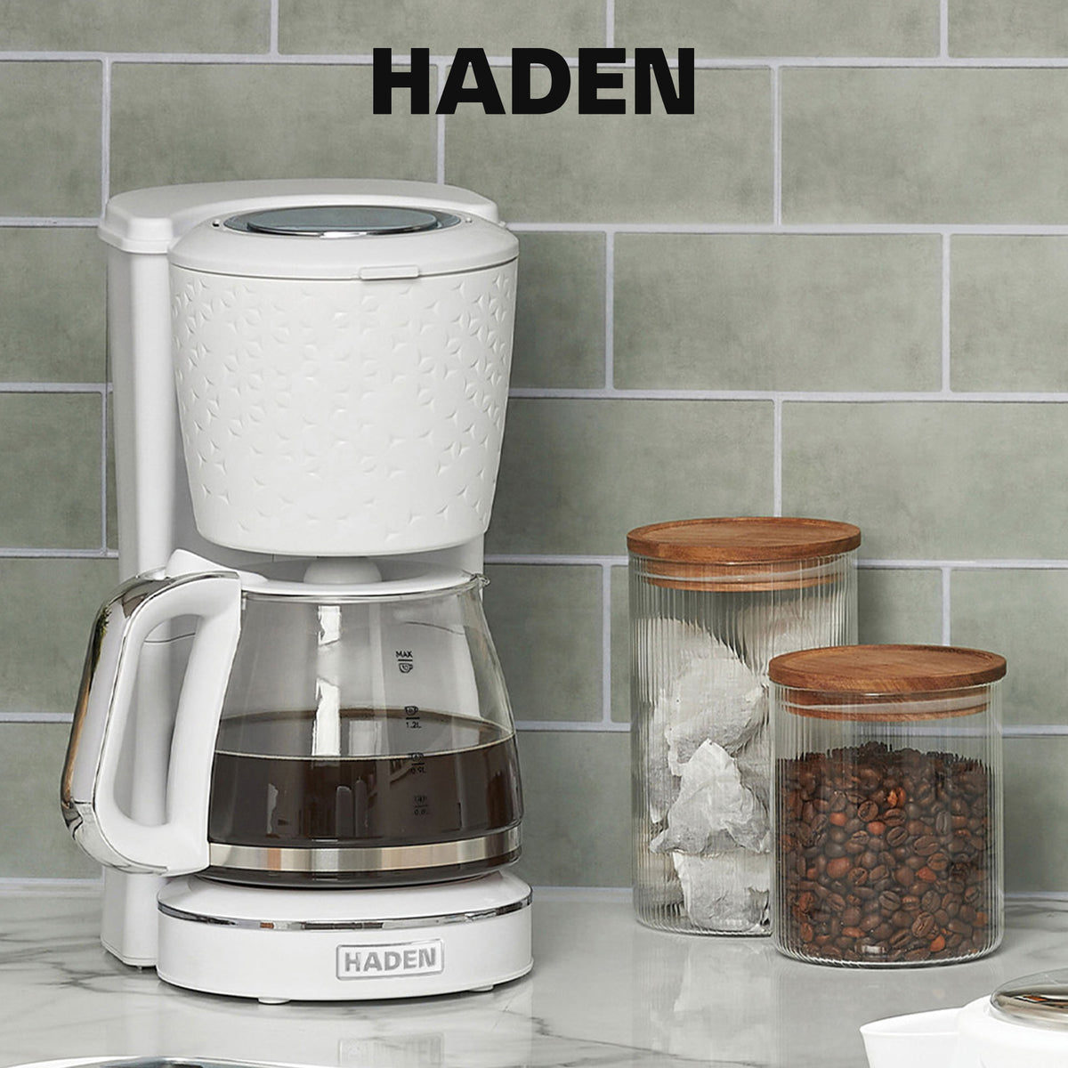 Haden Starbeck Sleek 10 Cup Drip Coffee Maker w/ Glass Carafe, White (Used)