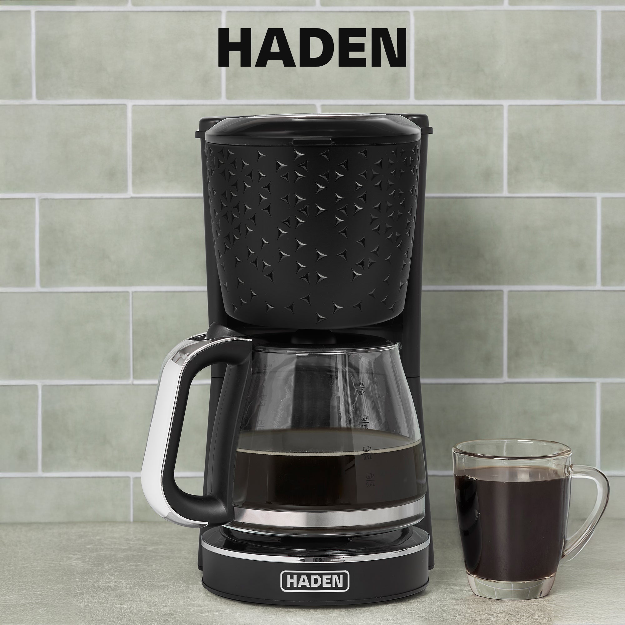 Haden Starbeck Coffee Machine, 10 Cup Automatic Coffee Maker, Black & Chrome - VMInnovations