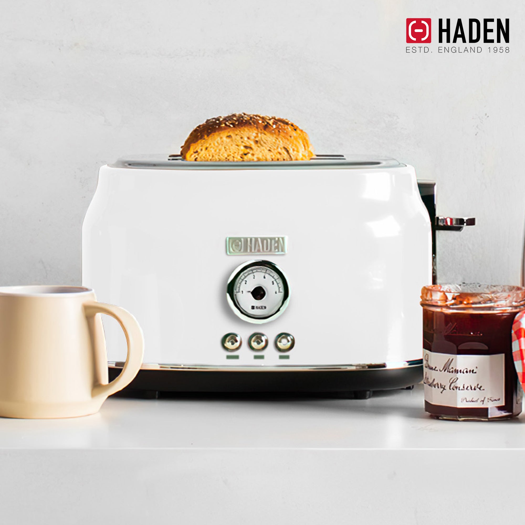 Haden Dorset 2 Slice Extra Wide Slot Stainless Steel Toaster w/Tray, Ivory(Used) - VMInnovations