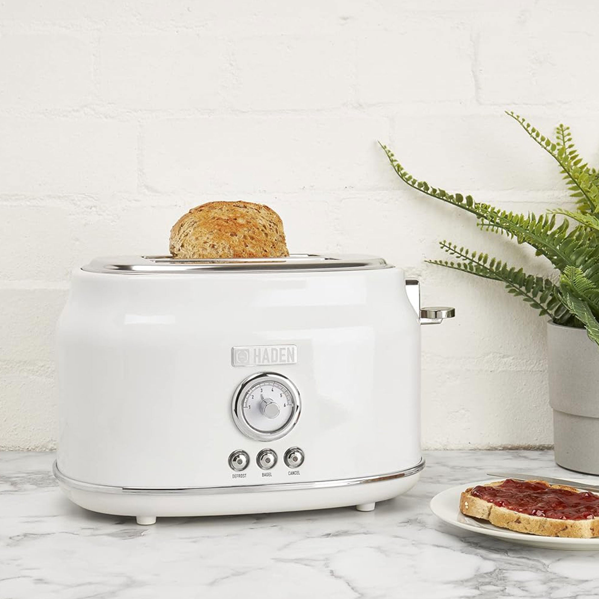 Haden Dorset 2 Slice Extra Wide Slot Stainless Steel Toaster w/Tray, Ivory(Used) - VMInnovations