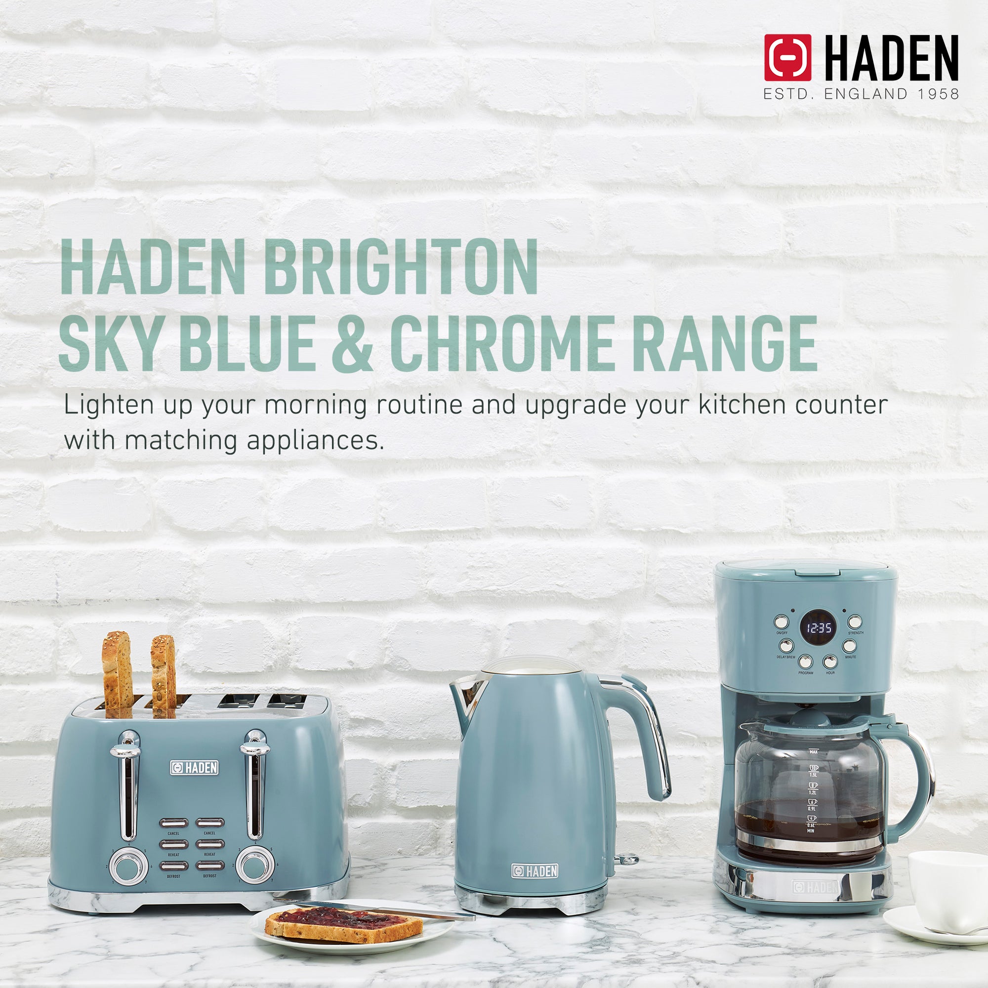 Haden Electric Kettle, Cordless 1.7L Hot Water Retro Boiler, Sky Blue (Open Box) - VMInnovations