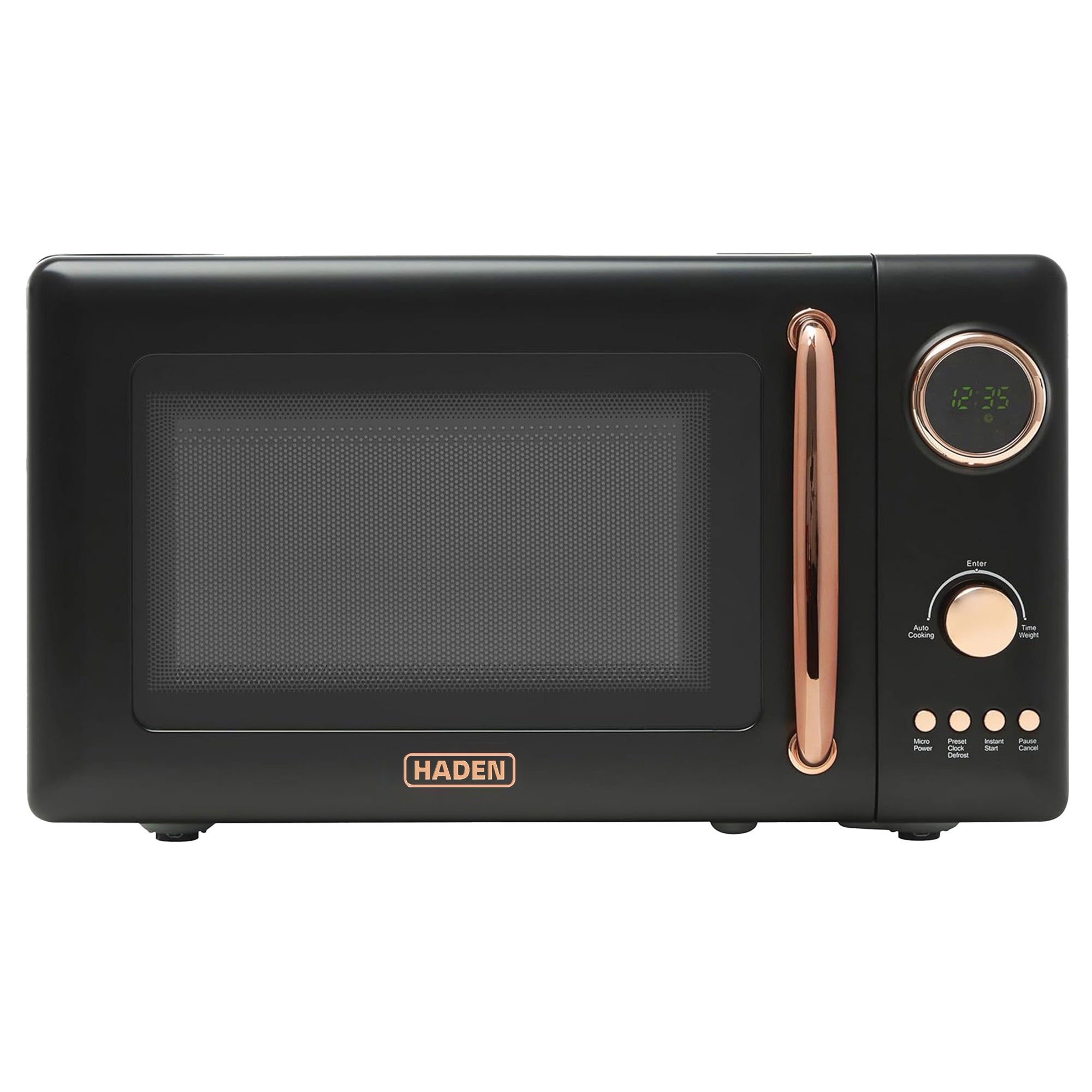 Haden 700 Watt 0.7 Cubic Foot Microwave Oven with Digital Controls, Black/Copper - VMInnovations