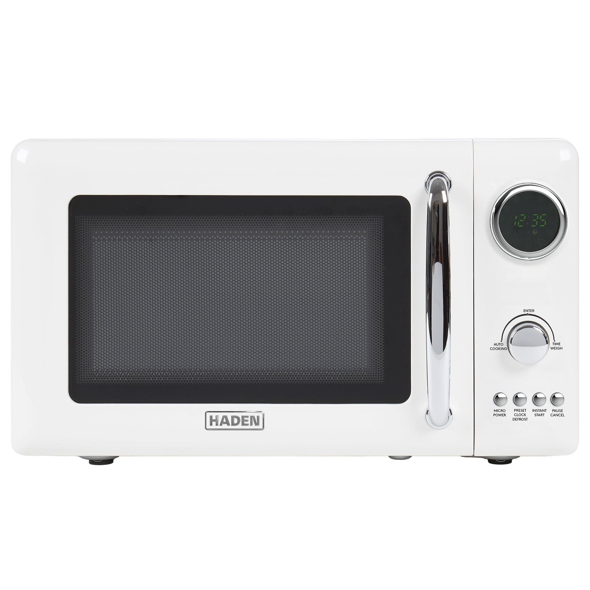 Haden 700 Watt 0.7 Cubic Foot Microwave Oven with Digital Controls, Ivory/Chrome - VMInnovations