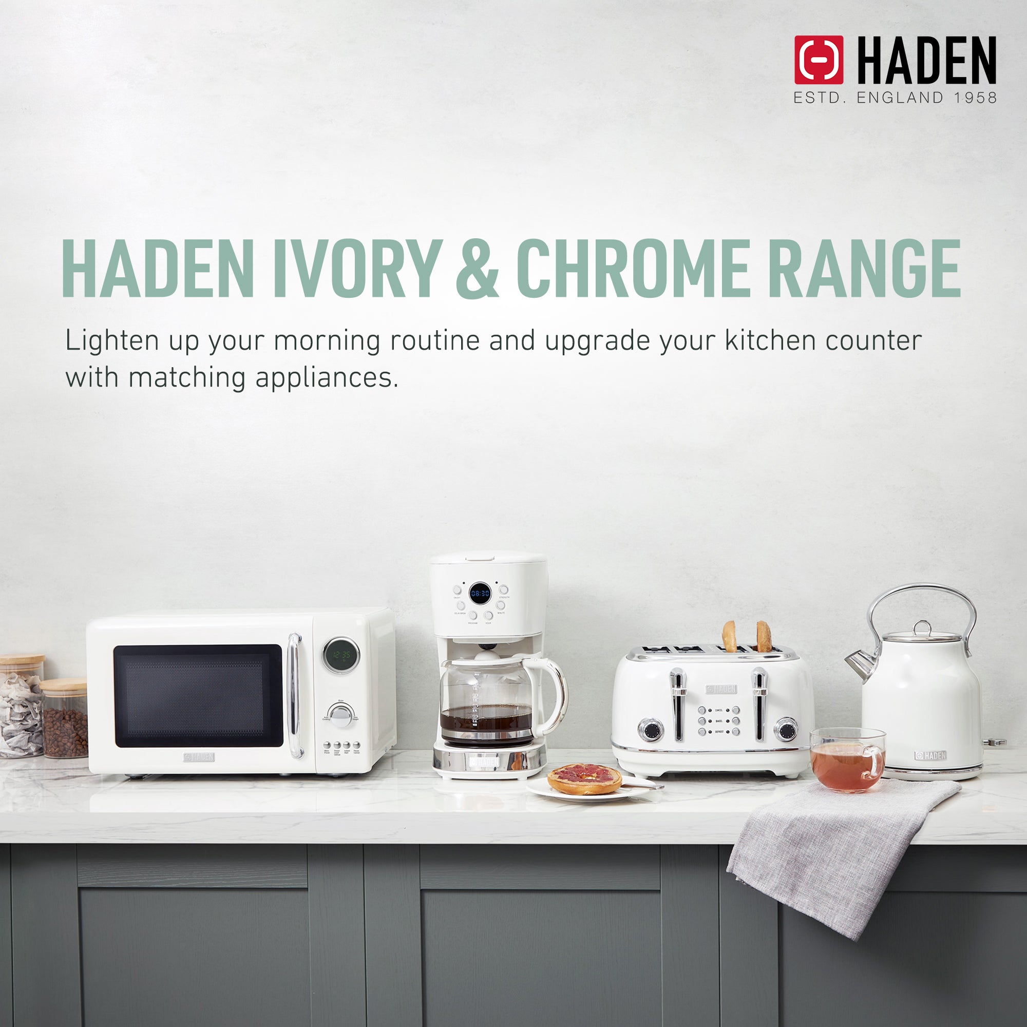 Haden 700 Watt 0.7 Cb Ft Microwave Oven w/Digital Controls, Ivory/Chrome (Used) - VMInnovations