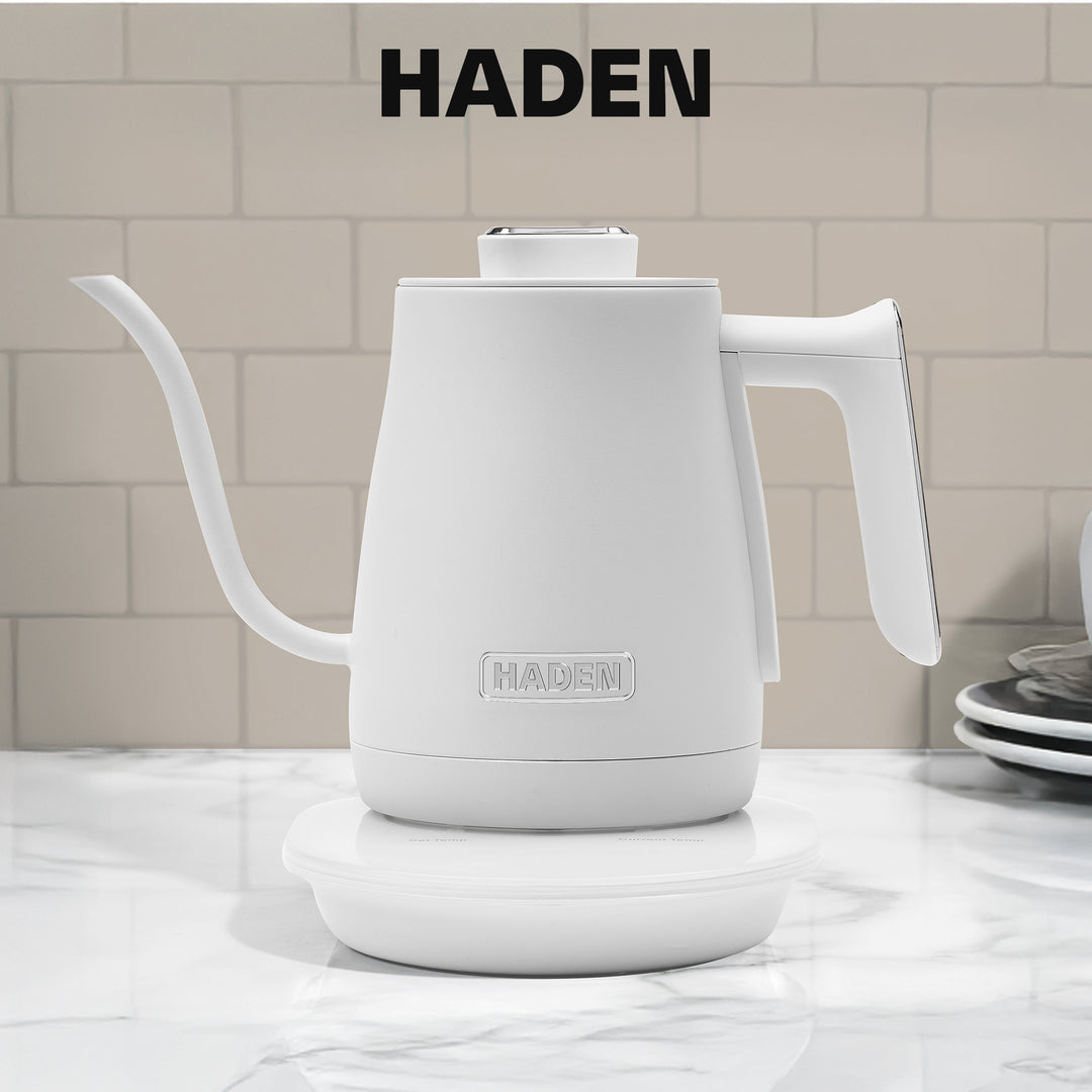 Haden Electric Tea Kettle, Gooseneck Hot Water Boiler, 0.6L Teapot, Ivory/Chrome