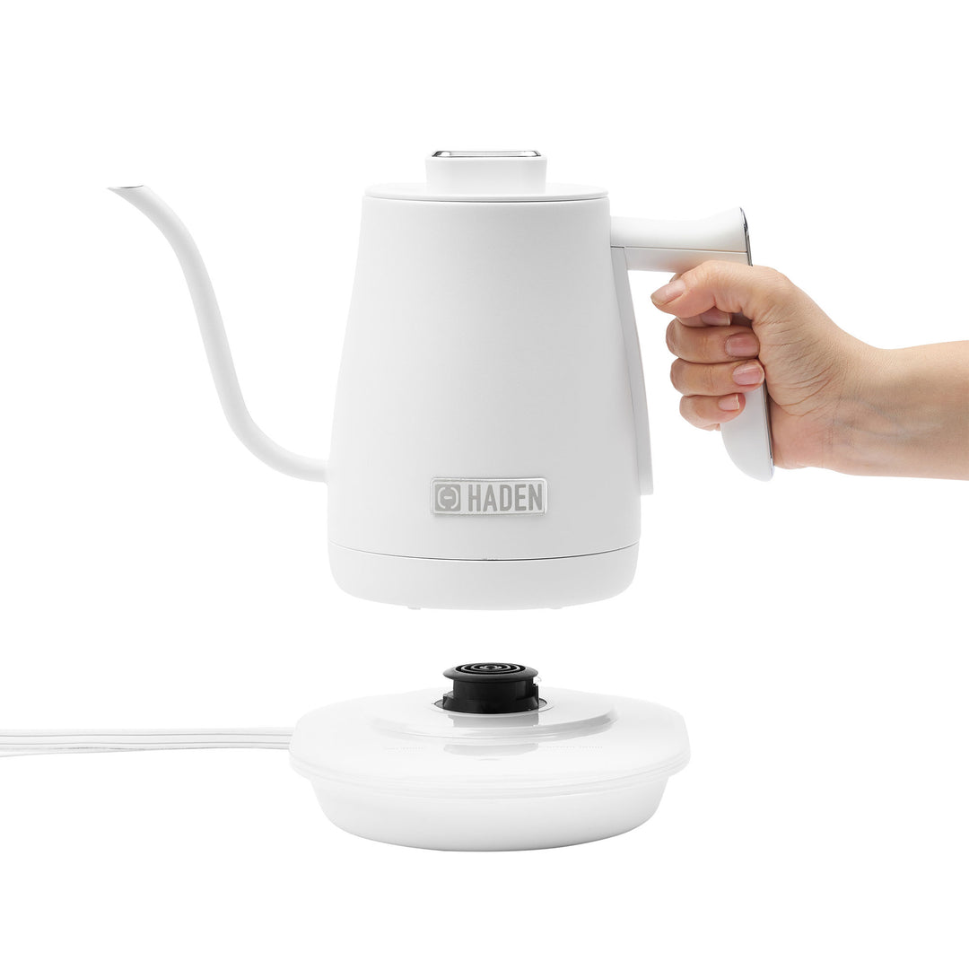 Haden Electric Tea Kettle, Gooseneck Hot Water Boiler, 0.6L Teapot, Ivory/Chrome - VMInnovations