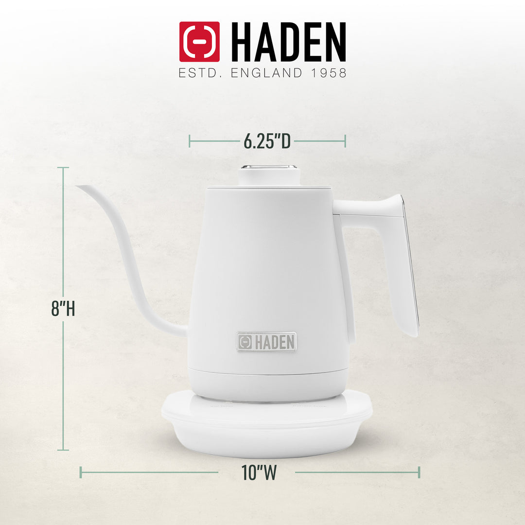 Haden Electric Tea Kettle, Gooseneck Hot Water Boiler, 0.6L Teapot, Ivory/Chrome - VMInnovations