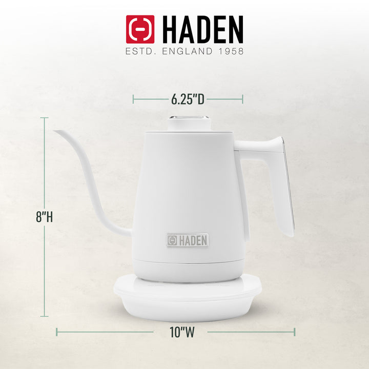 Haden Electric Tea Kettle, Gooseneck Hot Water Boiler, 0.6L Teapot, Ivory/Chrome - VMInnovations