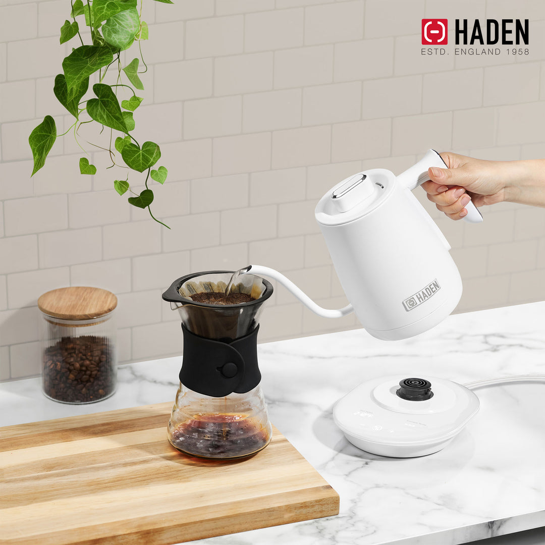Haden Electric Tea Kettle, Gooseneck Hot Water Boiler, 0.6L Teapot, Ivory/Chrome - VMInnovations