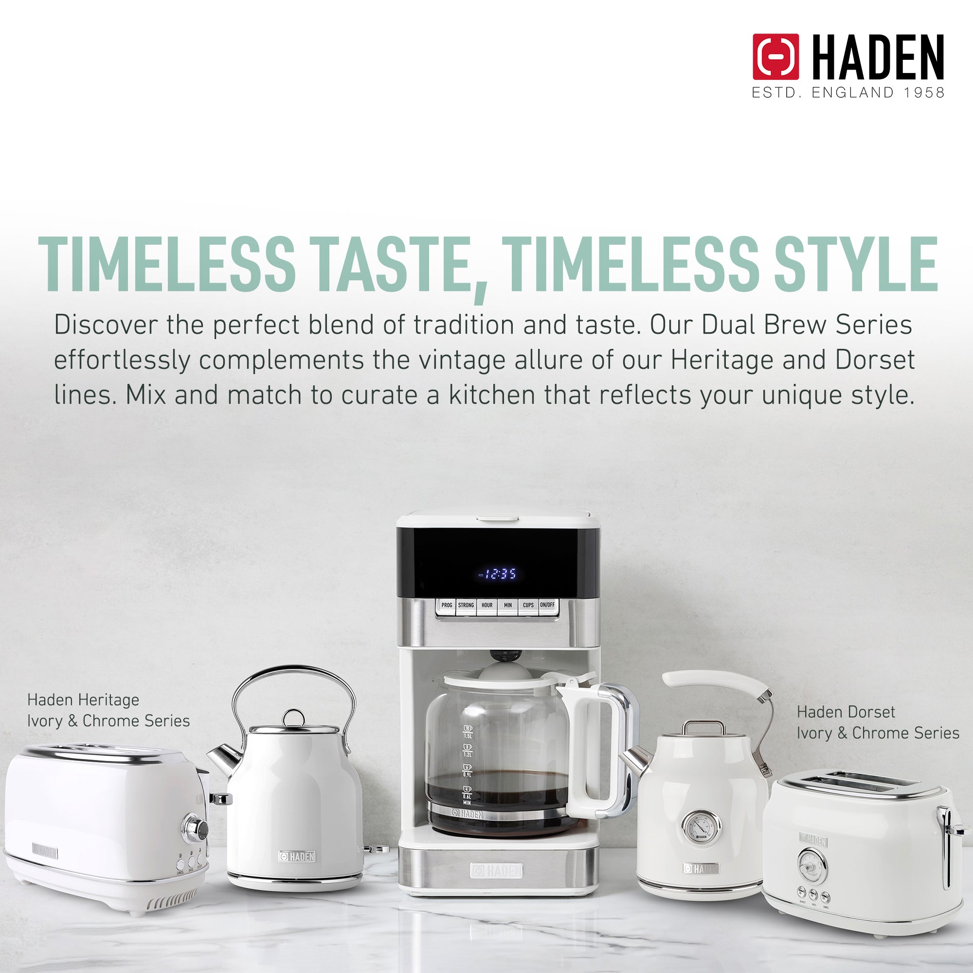 Haden Quintessential 12 Cup Programmable Digital Coffee Maker,Ivory/Chrome(Used) - VMInnovations