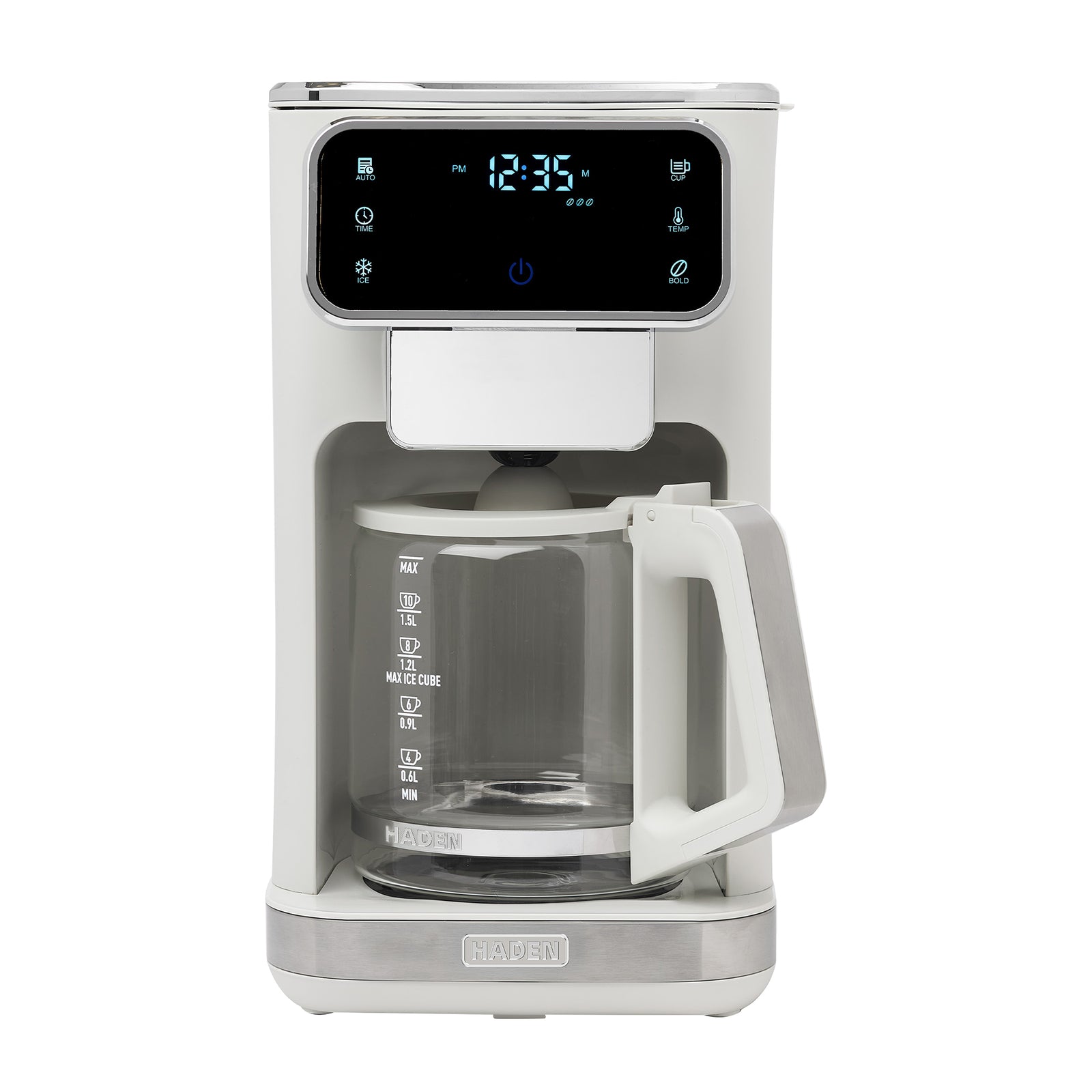Haden Dual Brew 10 Cup Hot & Ice Programmable Digital Coffee Maker, Ivory/Chrome - VMInnovations
