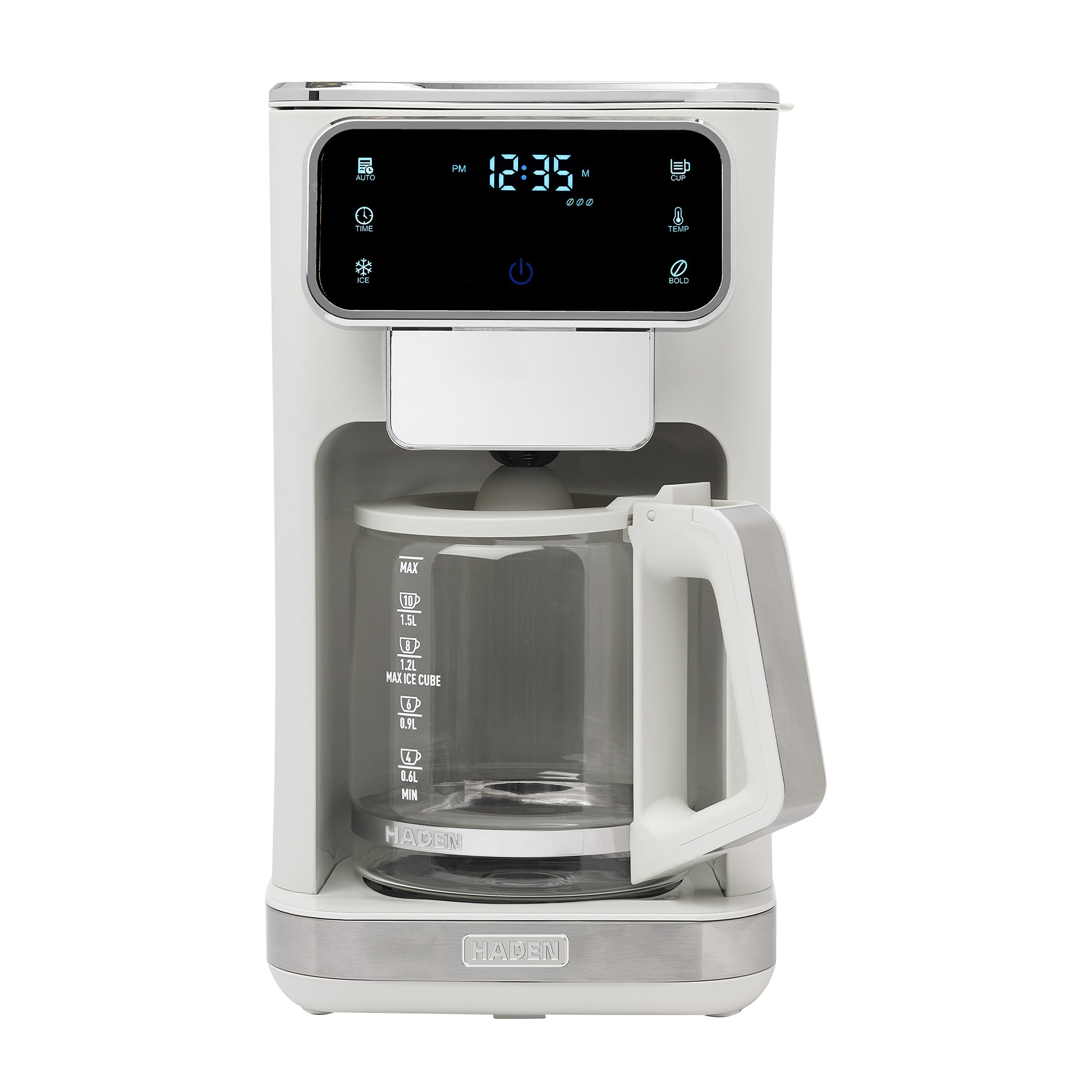 Haden Dual Brew 10 Cup Hot & Ice Programmable Digital Coffee Maker, Ivory/Chrome - VMInnovations