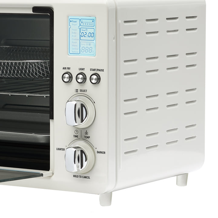 Haden Countertop 6 Slice Toaster Oven Air Fryer Combo for Kitchen, Ivory/Chrome