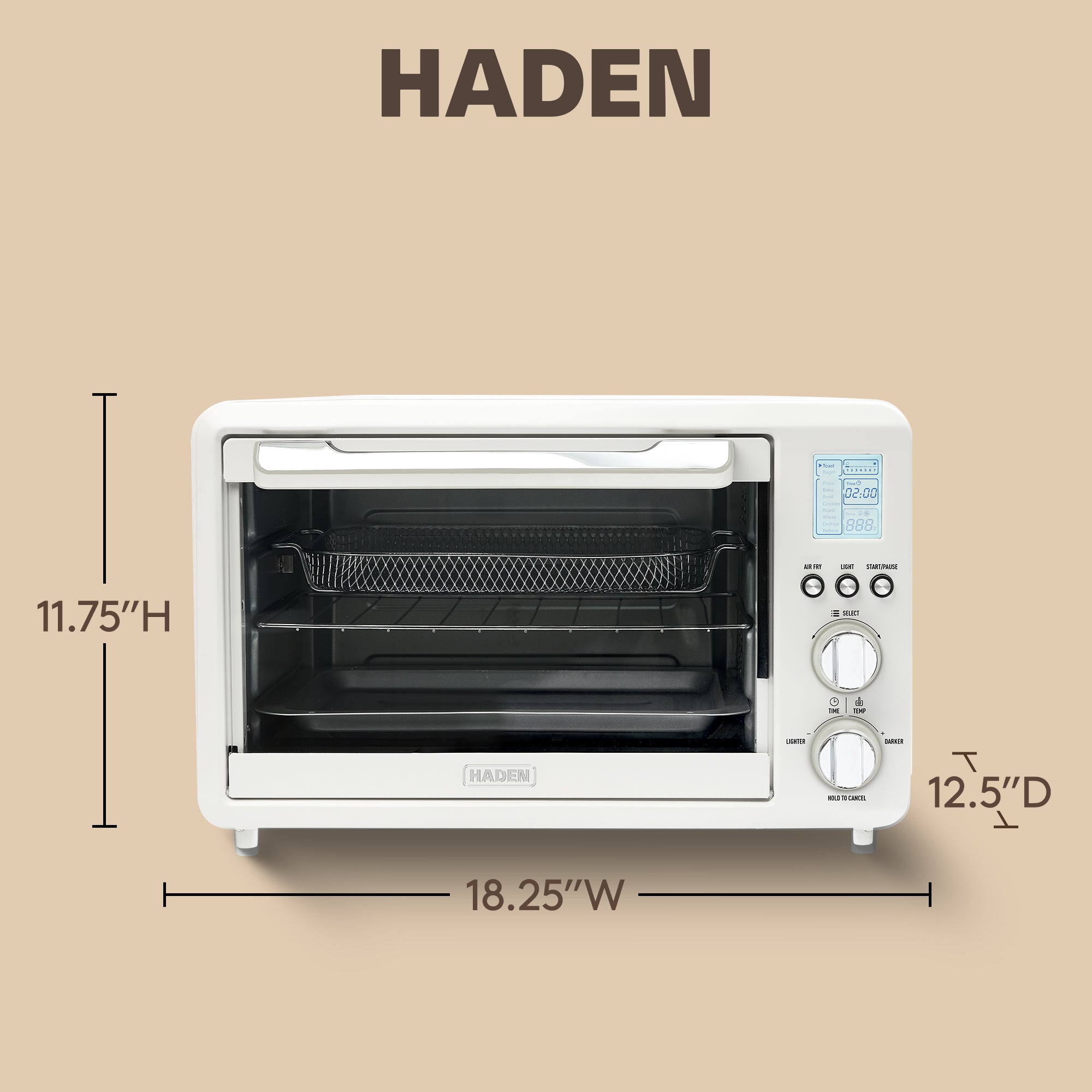 Haden 6 Slice Toaster Oven Air Fryer Combo for Kitchen, Ivory/Chrome (Open Box)