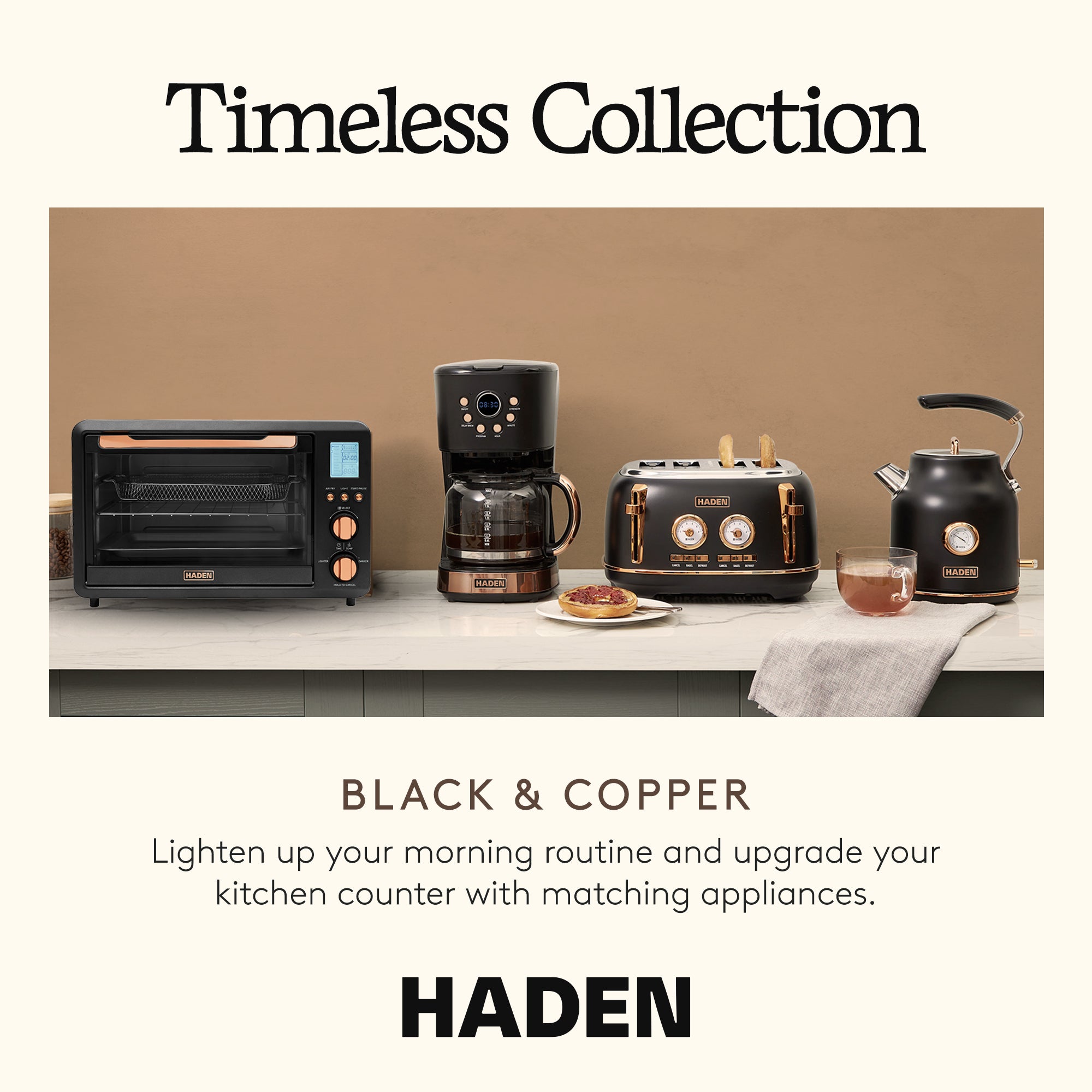 Haden Countertop 6 Slice Toaster Oven Air Fryer Combo, Black/Copper (Used) - VMInnovations