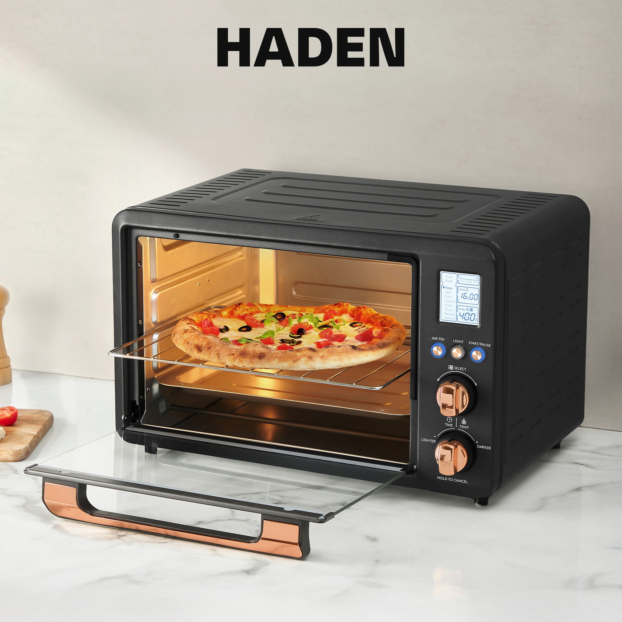 Haden Countertop 6 Slice Toaster Oven Air Fryer Combo, Black/Copper (Used) - VMInnovations