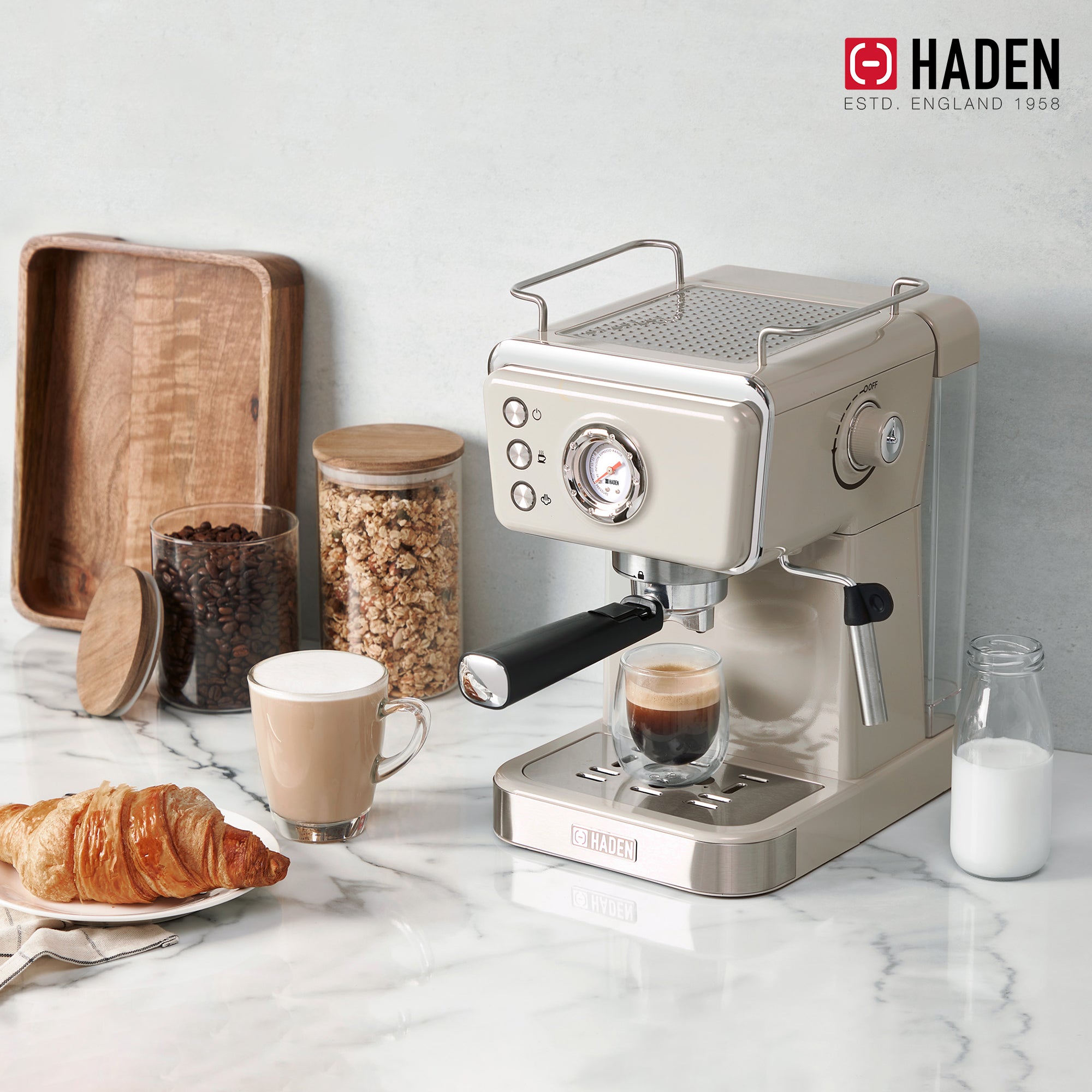 Haden Barista Brew Espresso Machine 20-Bar Espresso Maker, Putty (Open Box) - VMInnovations