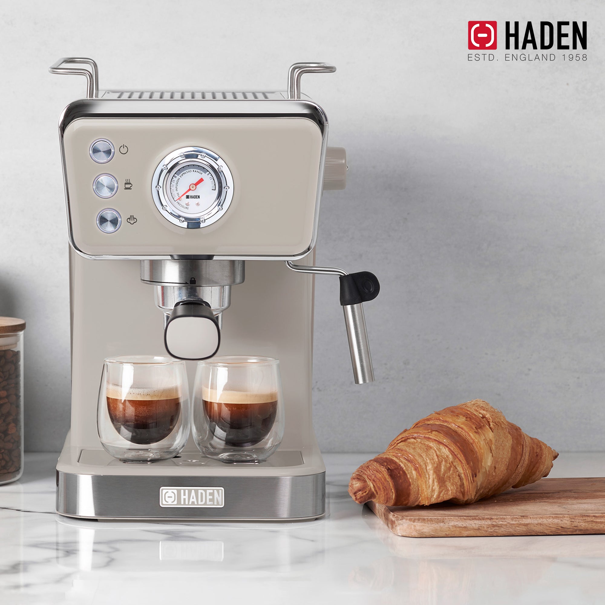 Haden Barista Brew Espresso Machine 20-Bar Espresso Maker, Putty (Open Box) - VMInnovations